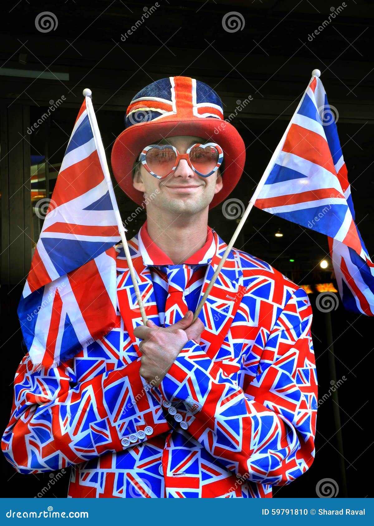 Happy Young Man Waving United Kingdom Flag Editorial Image - Image of ...