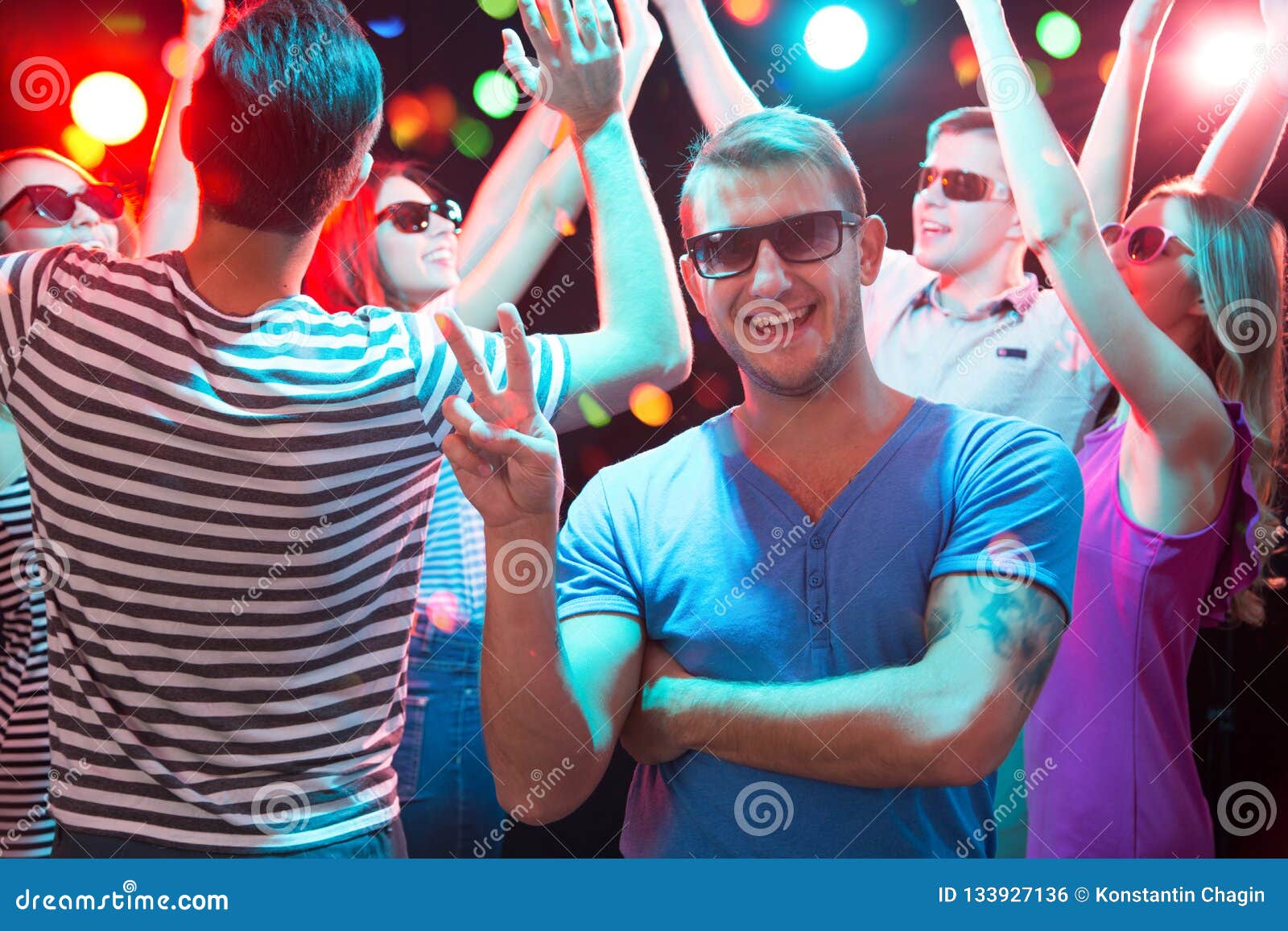 Young Man Posing in the Night Club Stock Photo - Image of male, carefree:  133927136