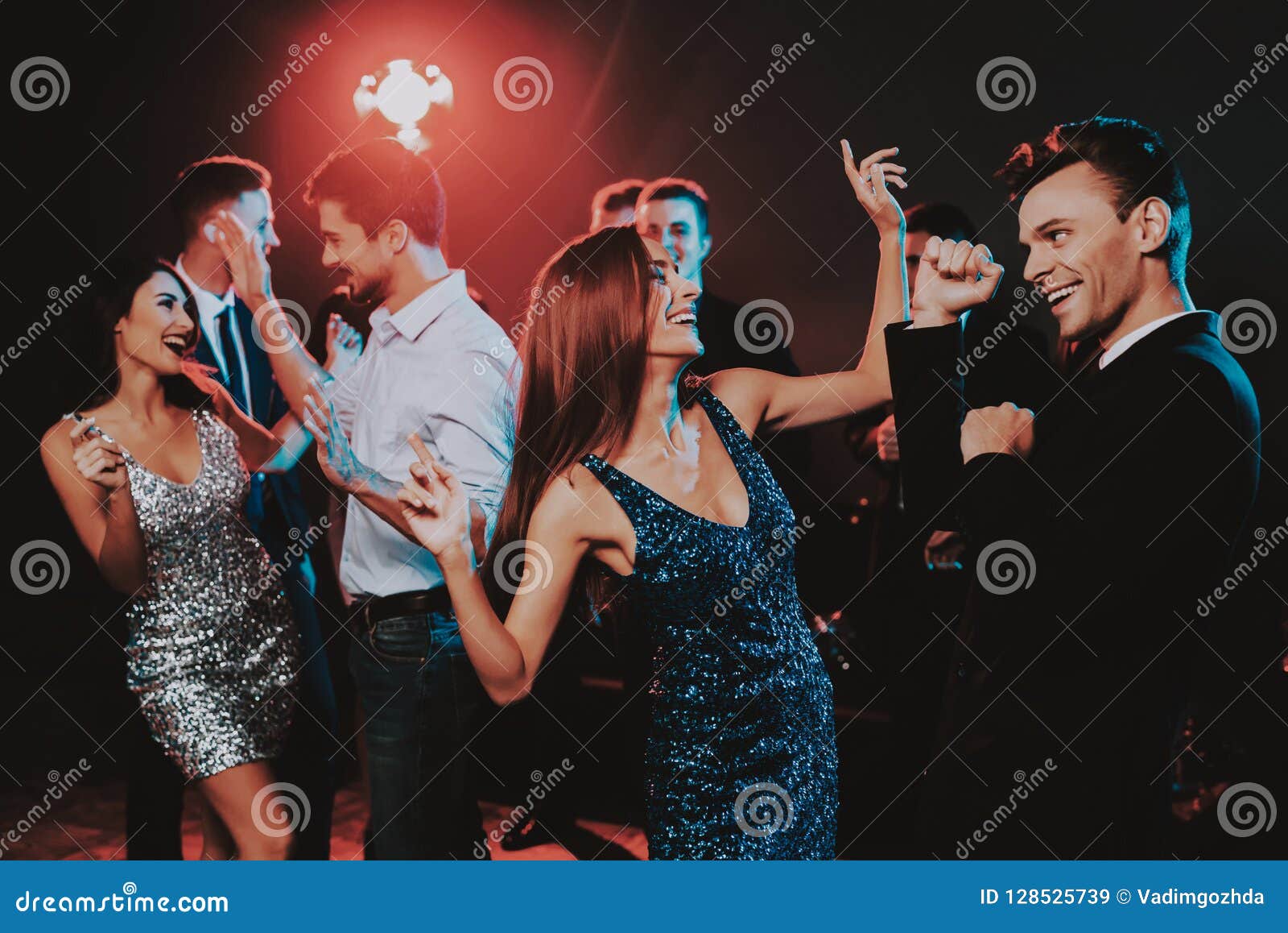 Happy Young People Dancing on New Year Party. Stock Image - Image of ...