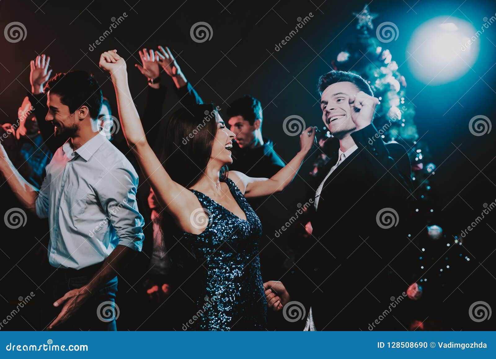 Happy Young People Dancing On New Year Party. Stock Photo - Image of ...