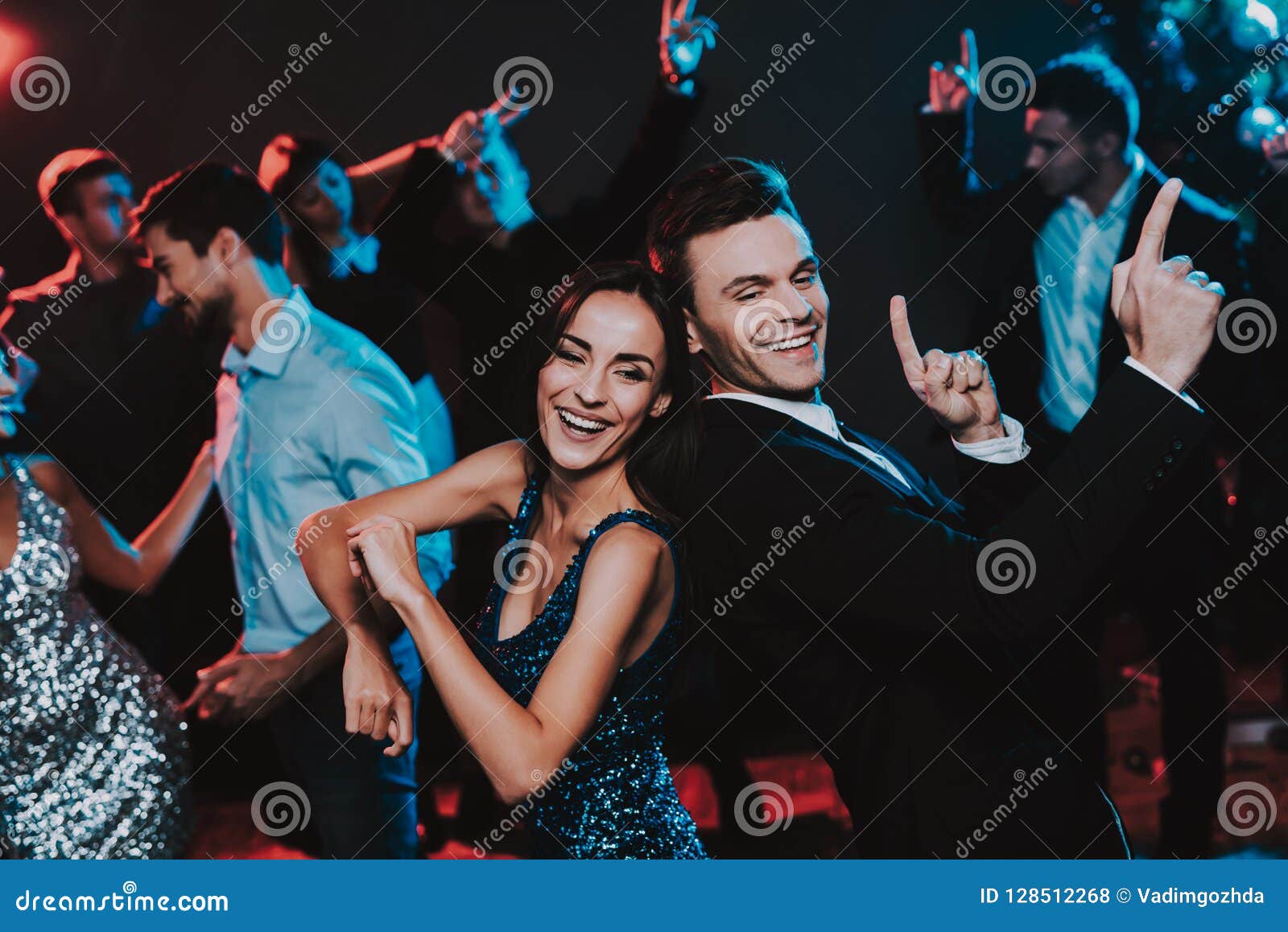 Happy Young People Dancing on New Year Party. Stock Photo - Image of ...