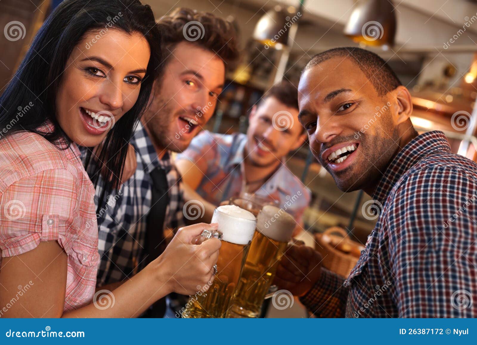 Happy Young People Having Fun In Bar Stock Photo Image of beer, glass 26387172