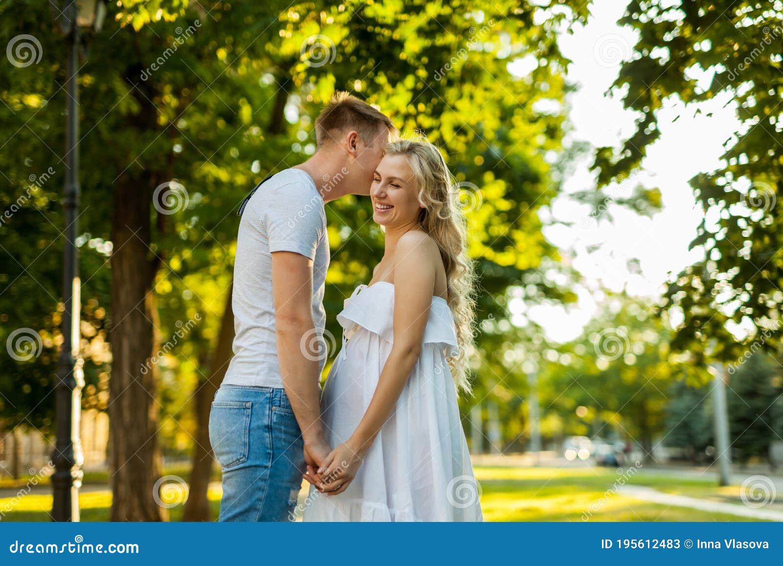 Pregnant Woman With Her Husband Walking In A Park Stock Image Image Of Outdoor Female 195612483 
