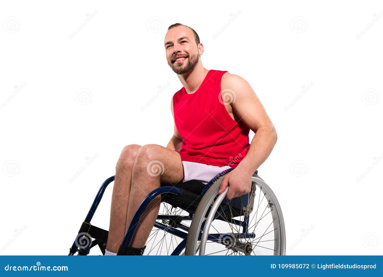 Smiling Sportsman in Wheelchair Stock Photo - Image of active, health ...