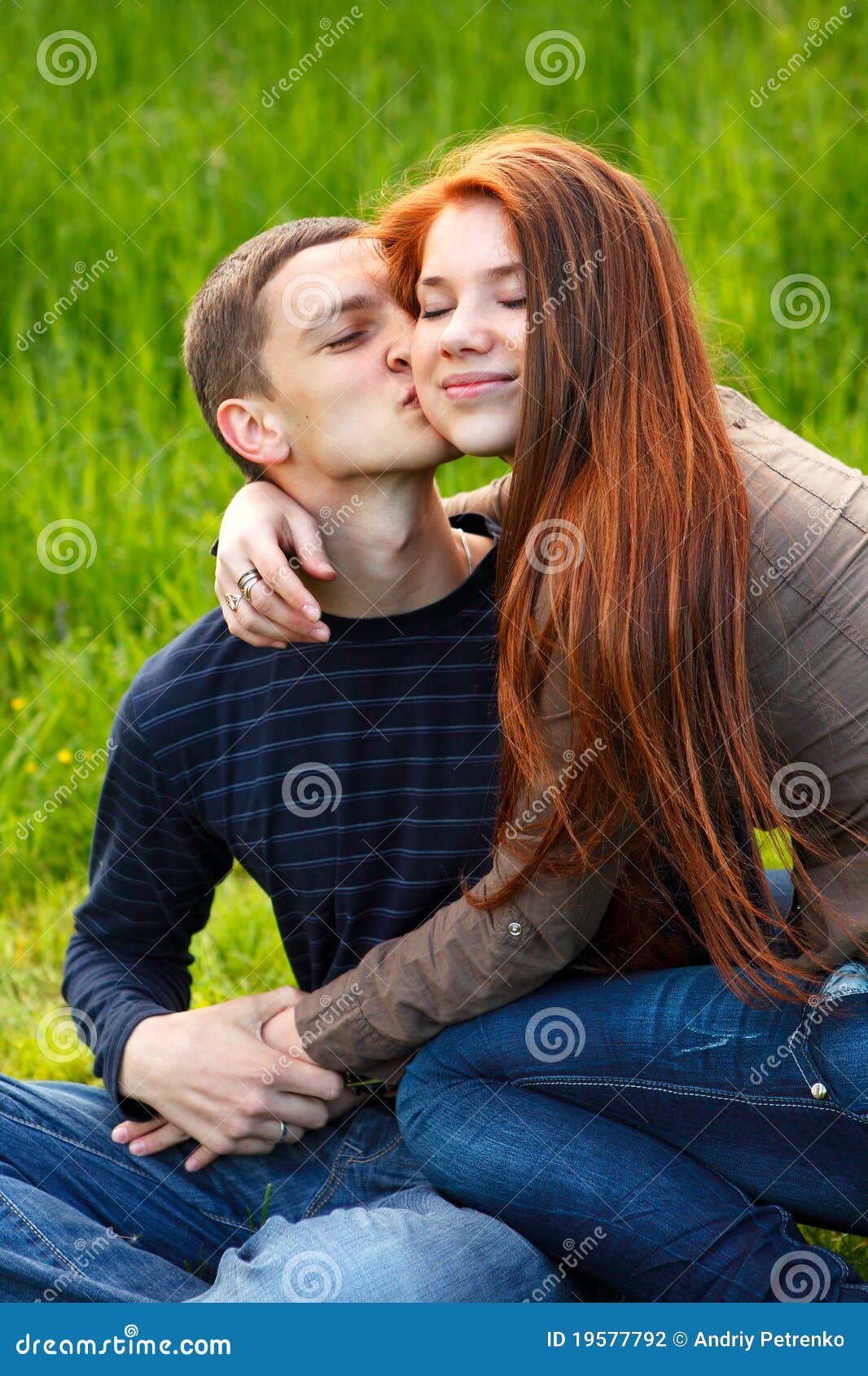 Happy Young Teenage Couple Outdoor Stock Phot