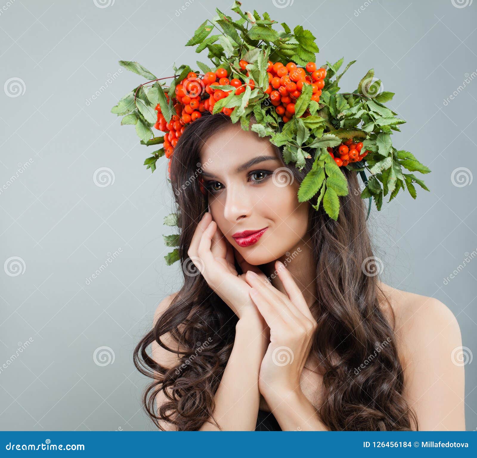 Happy Young Woman with Healthy Curly Hairstyle Stock Photo - Image of ...