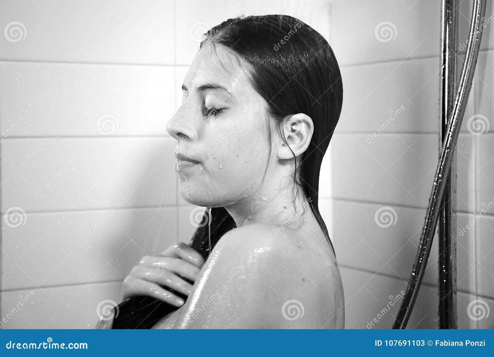 Teen taking shower