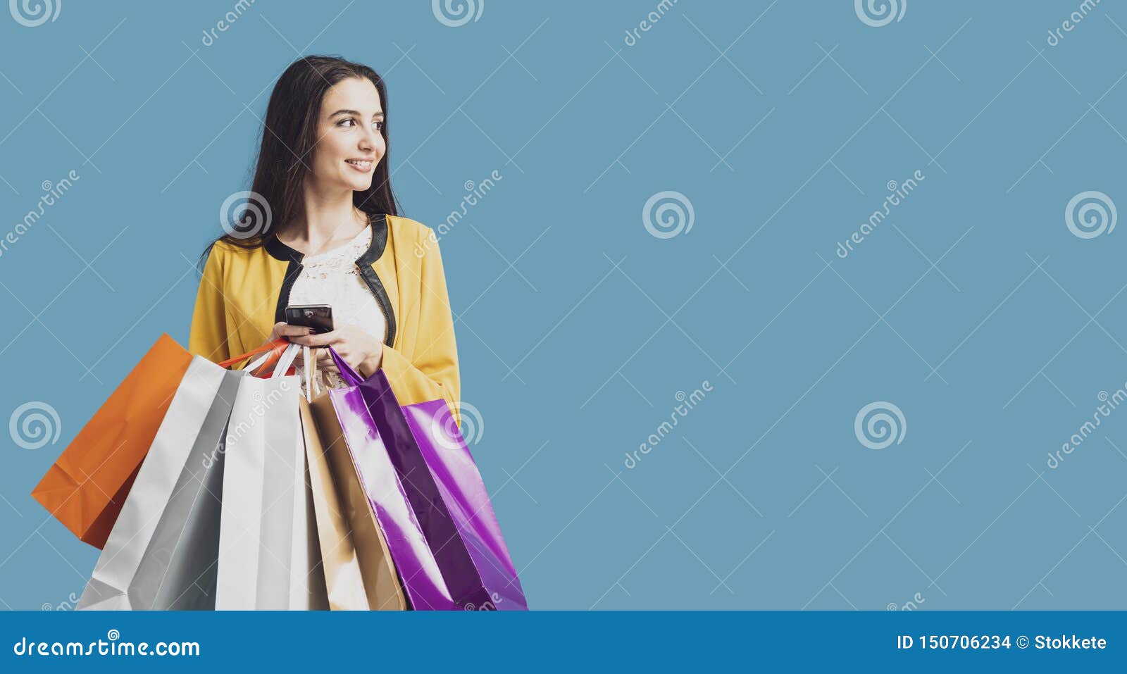 Happy Woman Using Shopping Apps Stock Photo - Image of shop, commercial ...