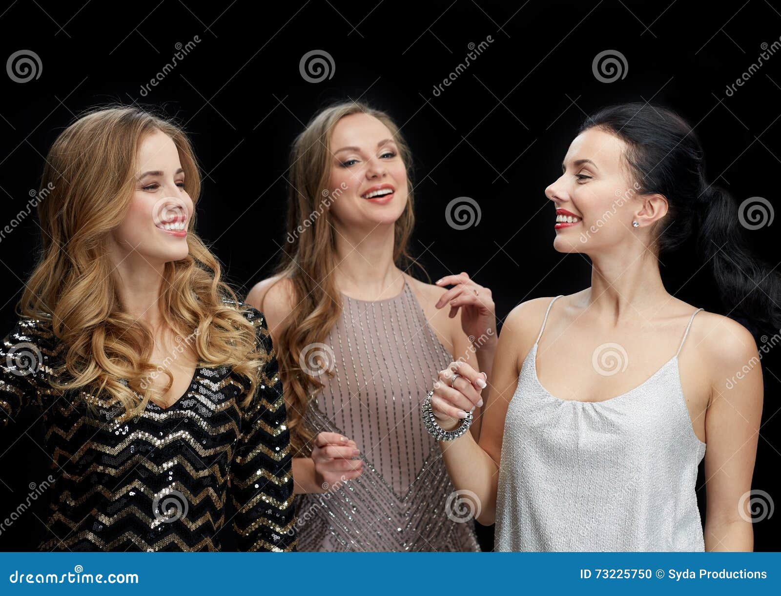 Happy Young Women Dancing at Night Club Disco Stock Photo - Image of ...