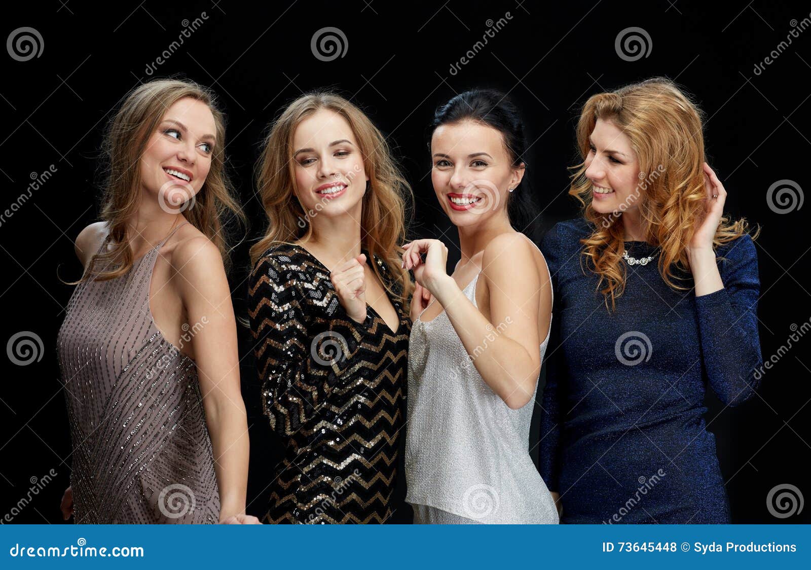 Happy Young Women Dancing at Night Club Disco Stock Photo - Image of ...