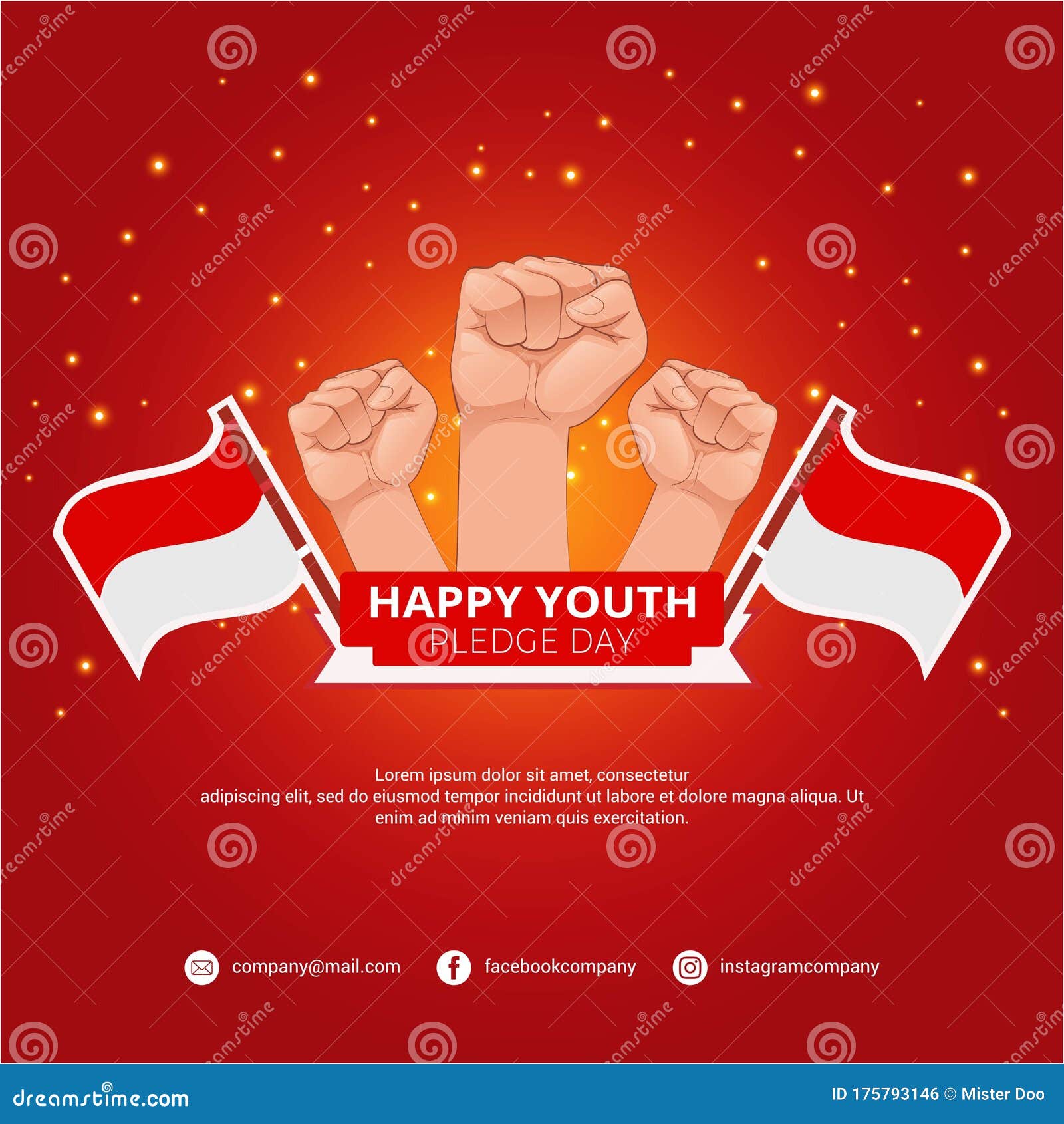 Happy Youth Pledge Day Template with Hands and Flag of Indonesia Pertaining To Free Pledge Card Template