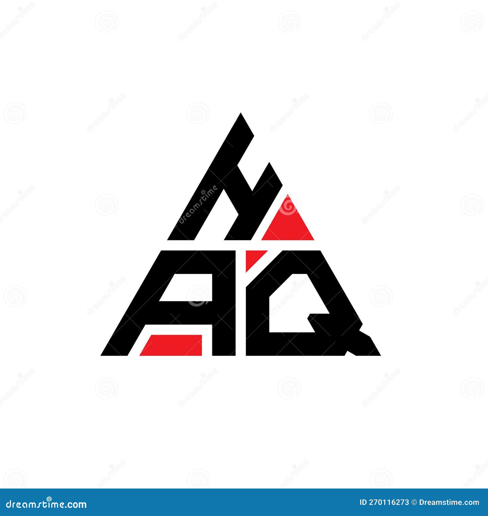 haq triangle letter logo  with triangle . haq triangle logo  monogram. haq triangle  logo template with red