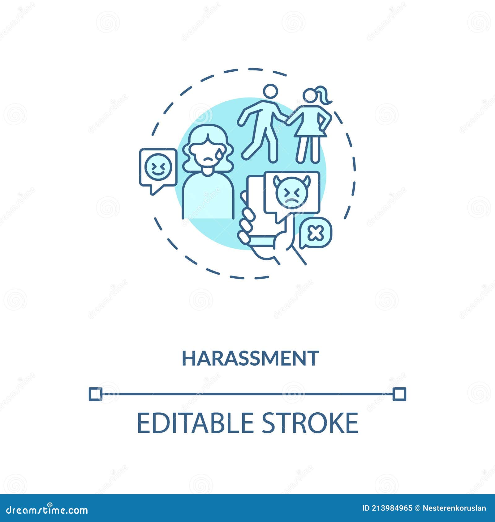harassments on daing website concept icon.