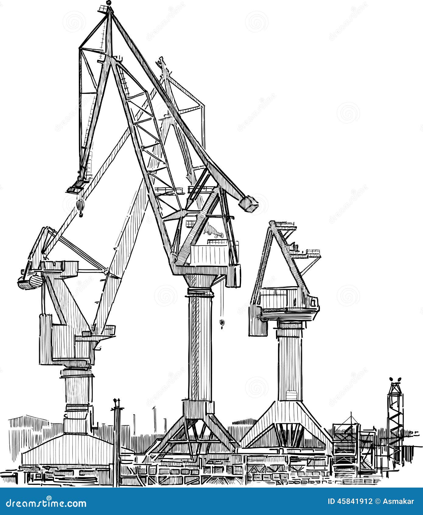 Harbor Cranes Stock Vector - Image: 45841912