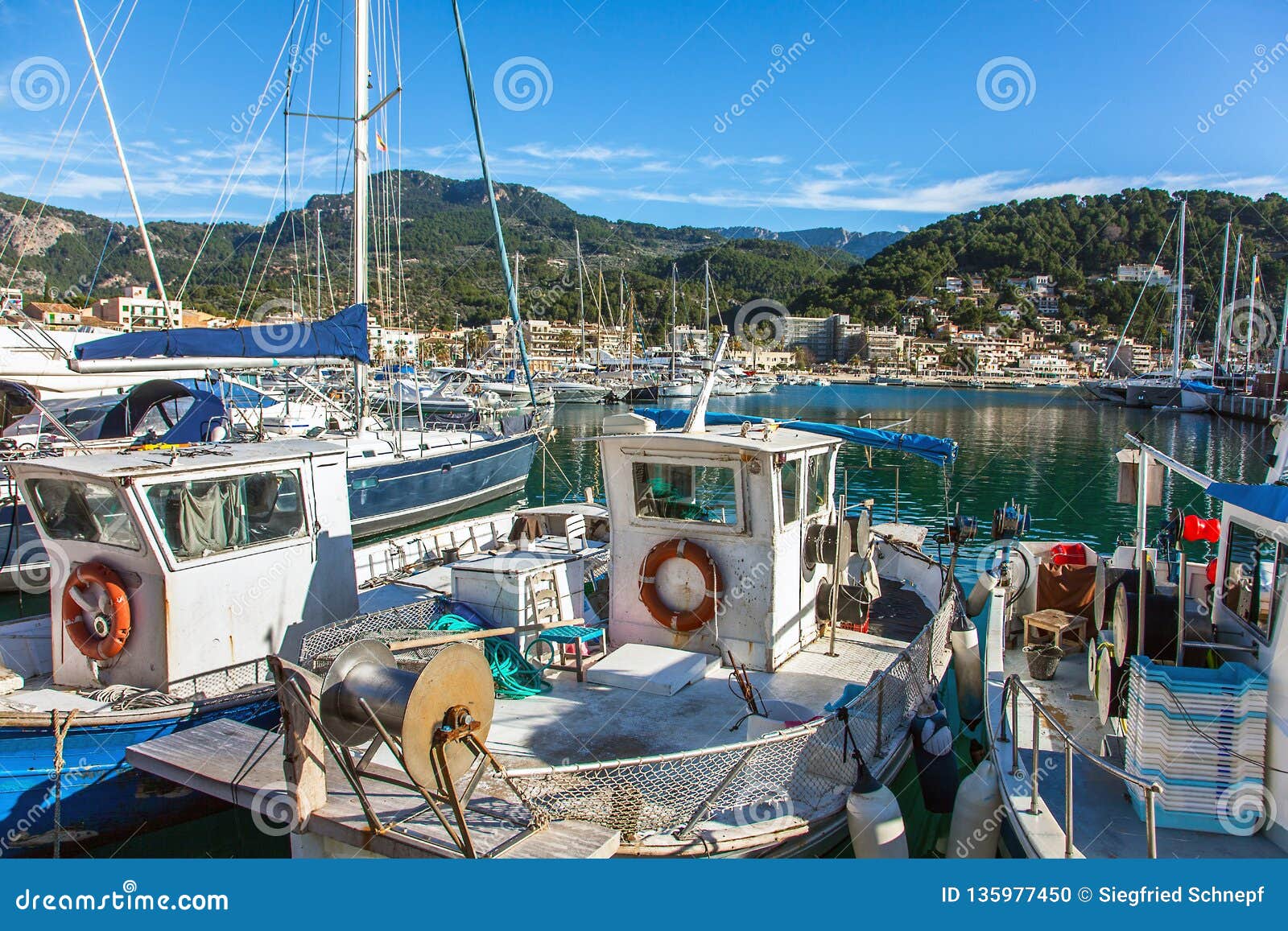 in the harbor of port de soller mallorca