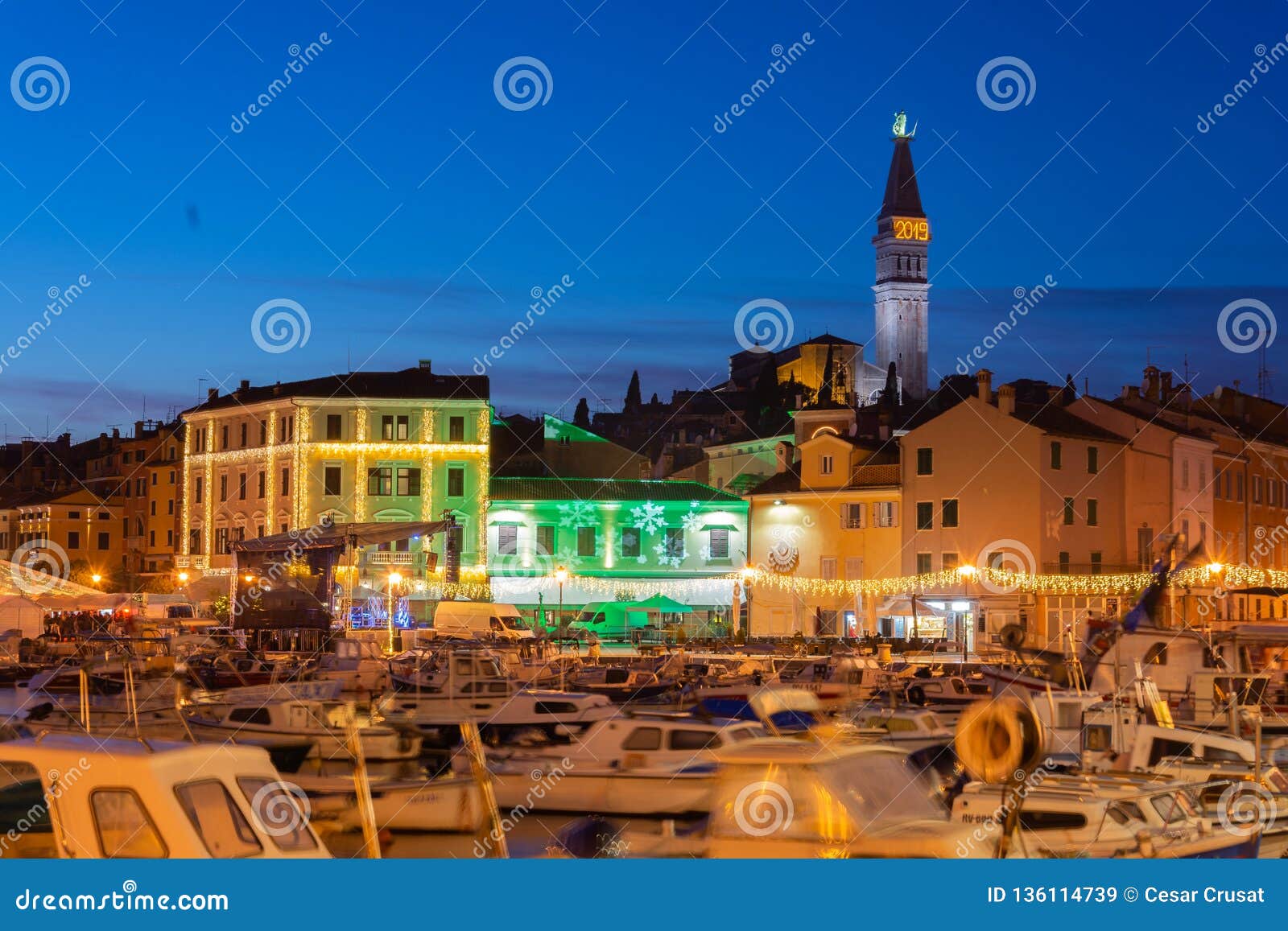 harbour and rovinj skyline croatia
