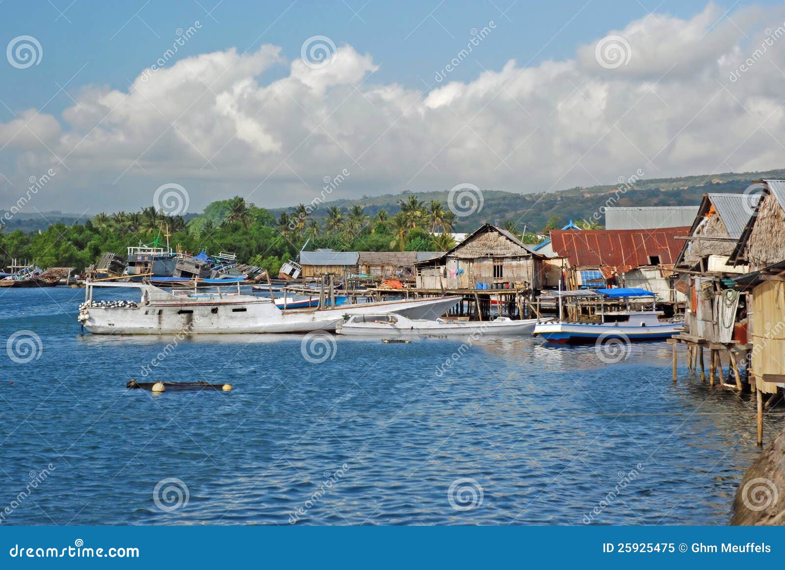 harbour and houses on stilts, maumere, indonesia
