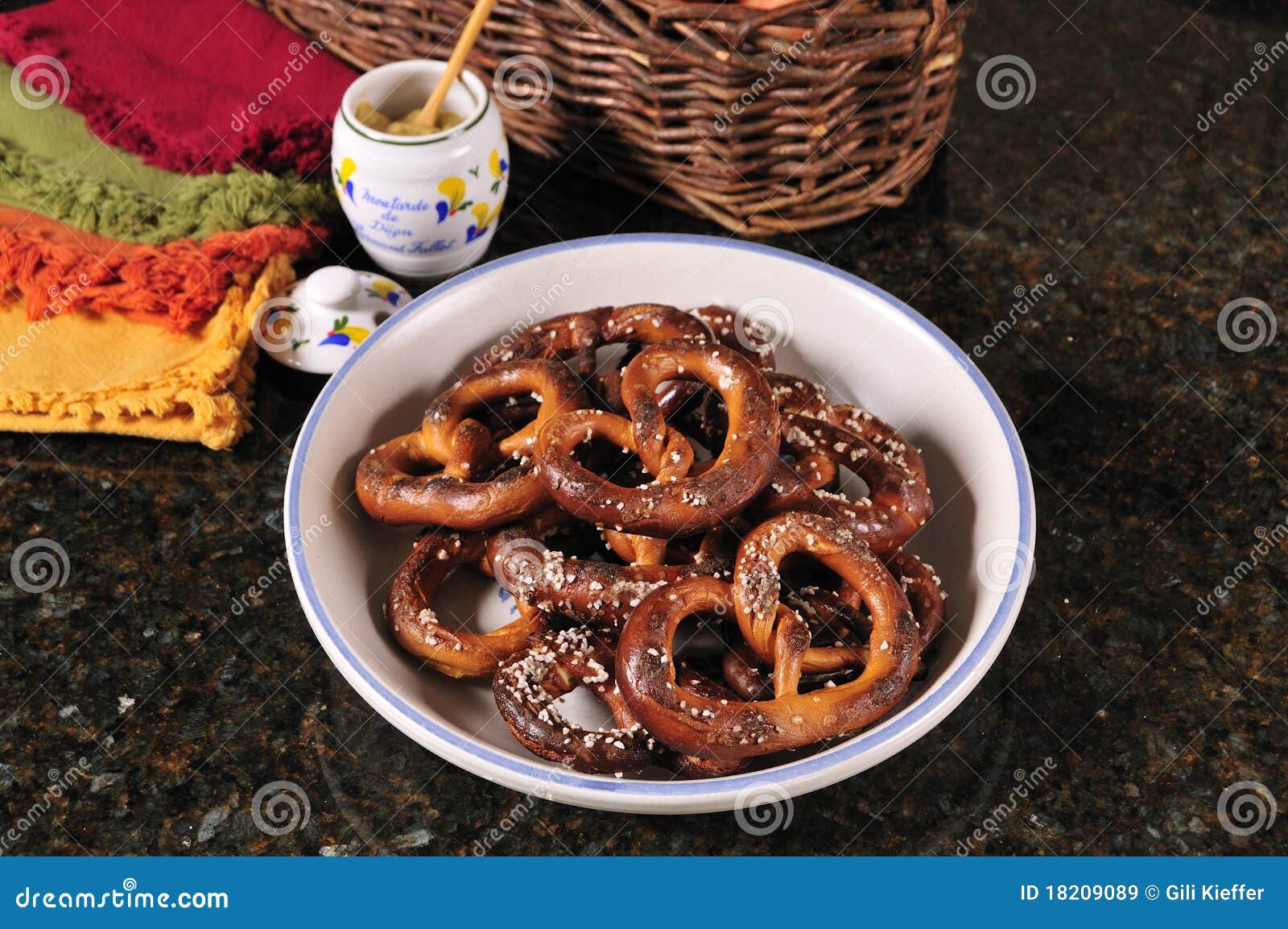Hard baked pretzel plate stock image. Image of plate 18209089