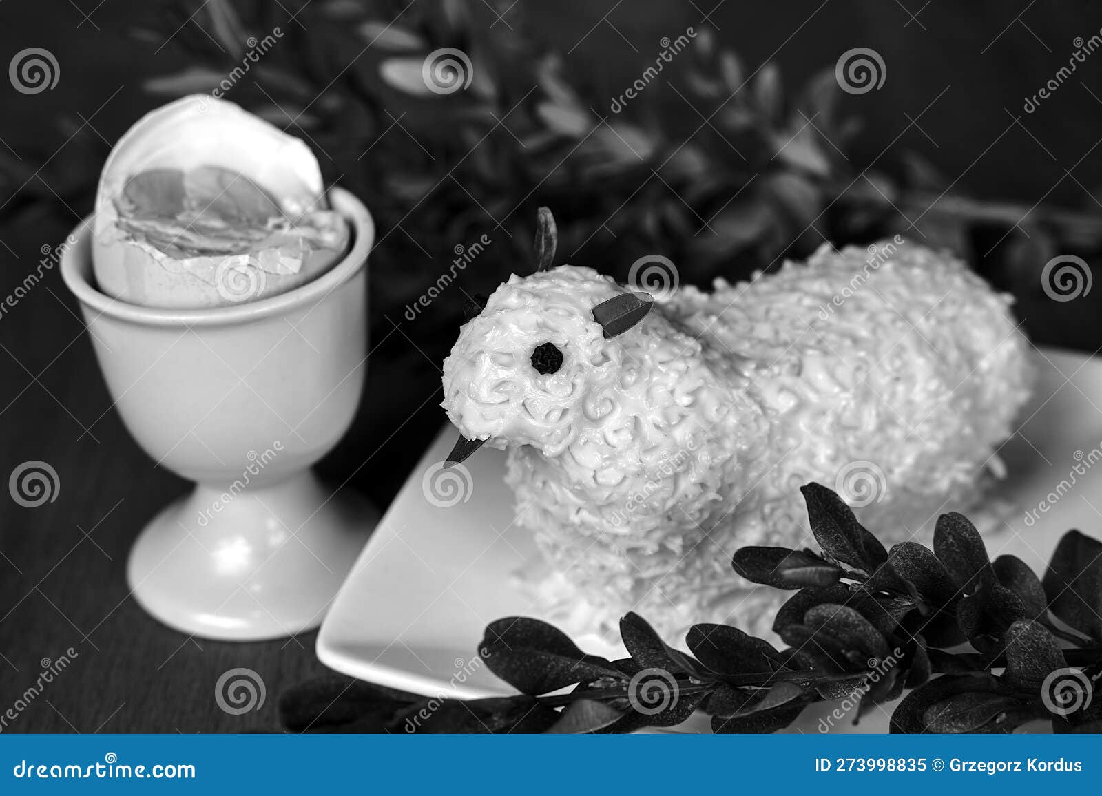 Hardboiled Egg and Butter Lamb for Easter Breakfast Stock Image