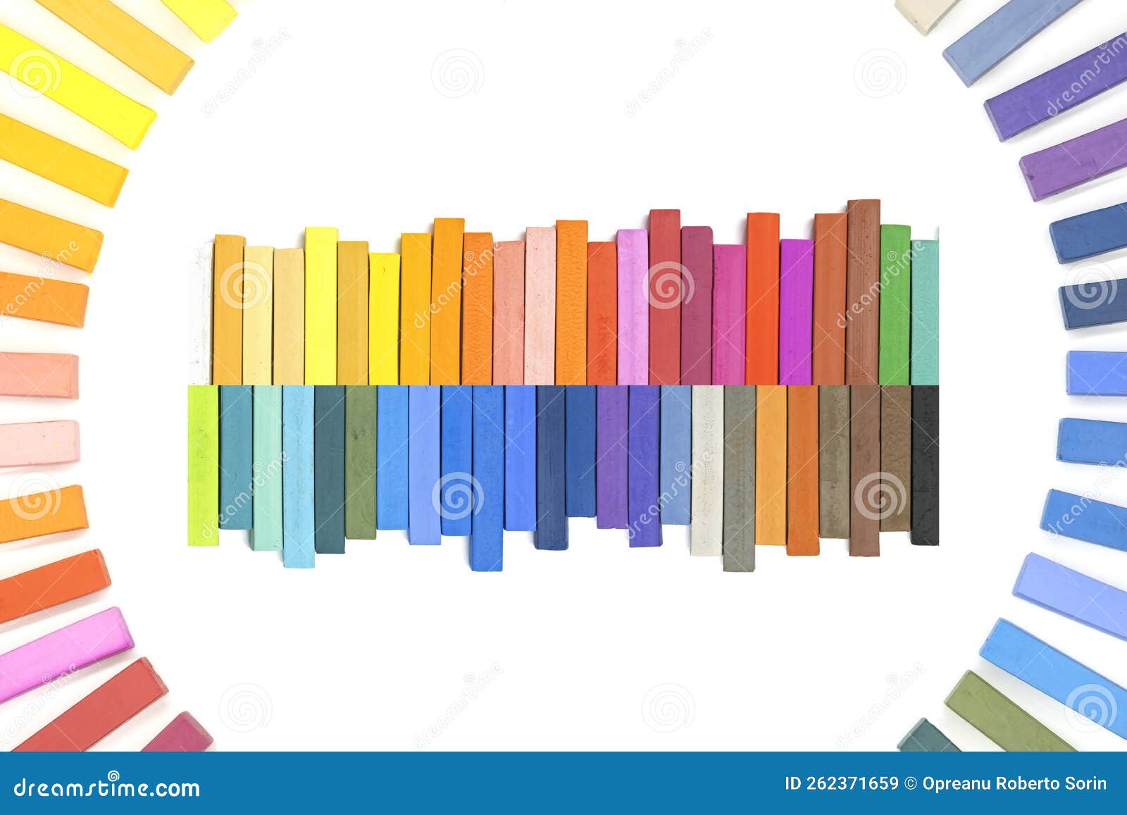 Hard Chalk Pastels Arranged As Rainbow Spectrum Stock Image Image of