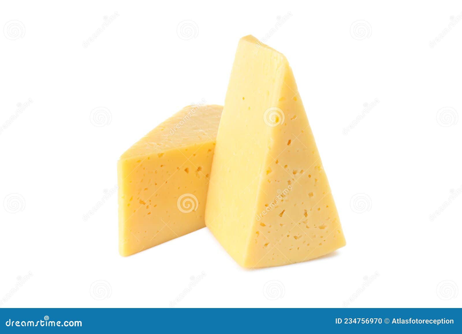 Hard Cheese Isolated on White Background, Close Up Stock Photo Image