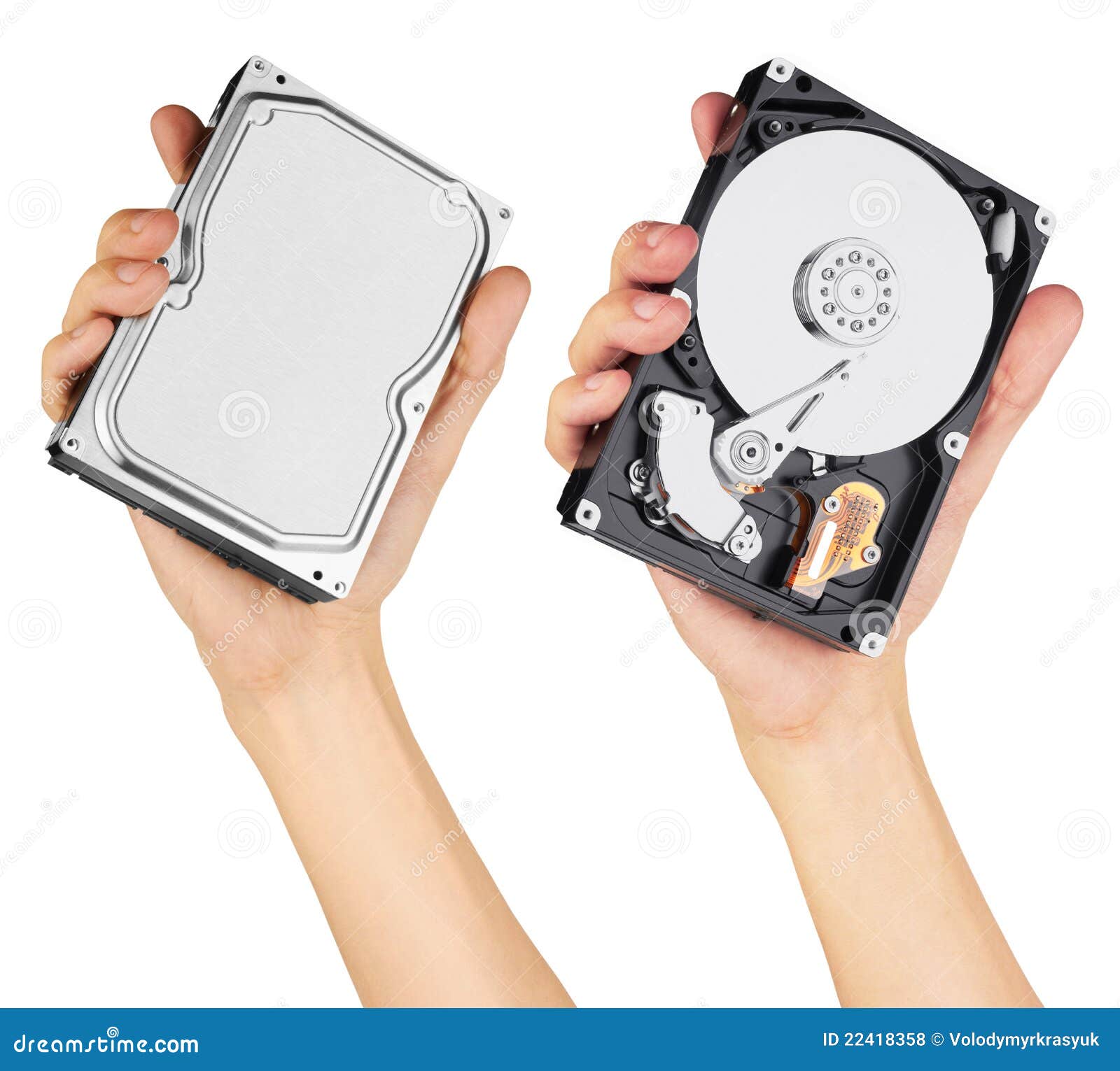 Hard disk in hand stock photo. Image of network, 22418358