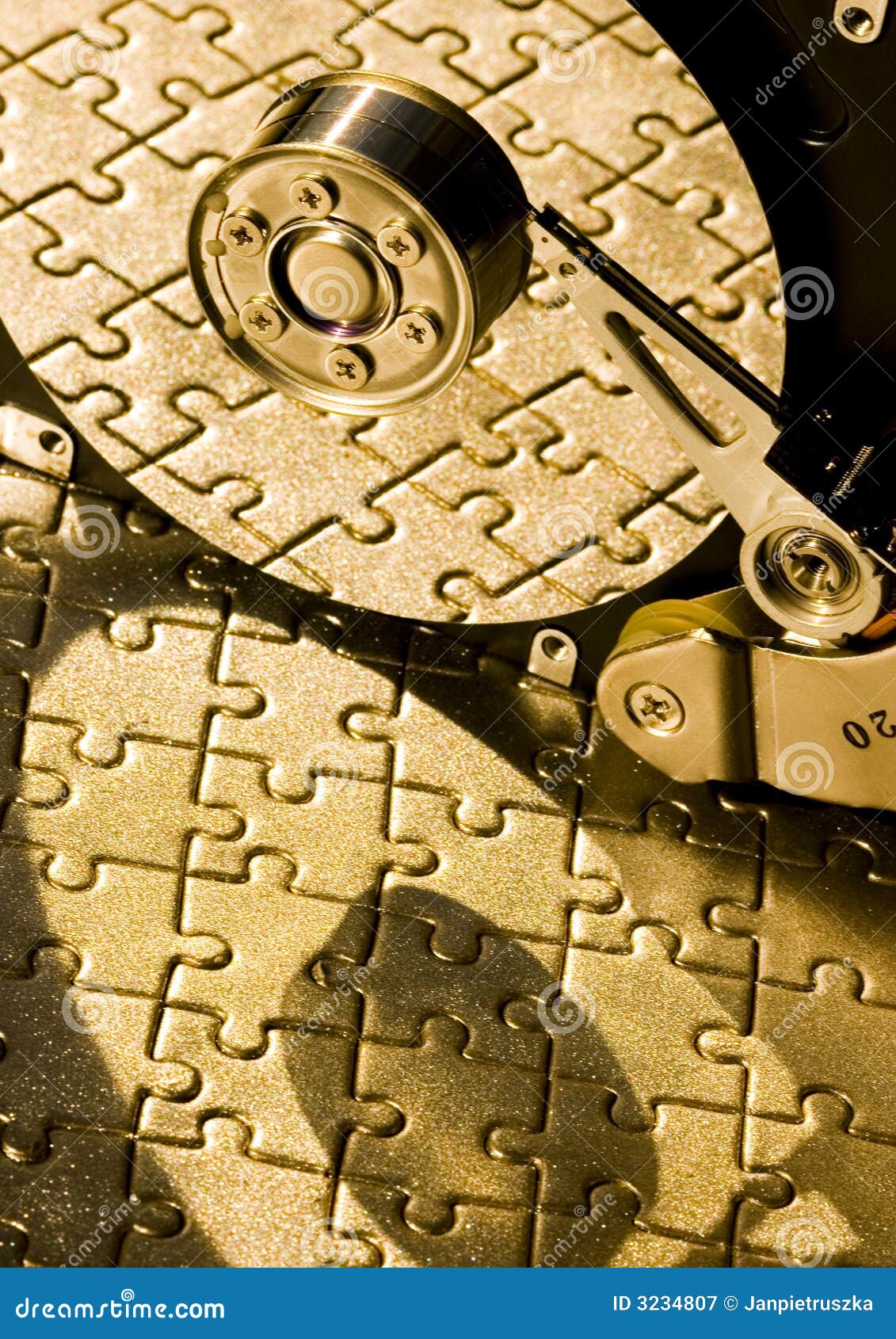 Hard disk on jigsaw stock image. Image of element, inside 3234807