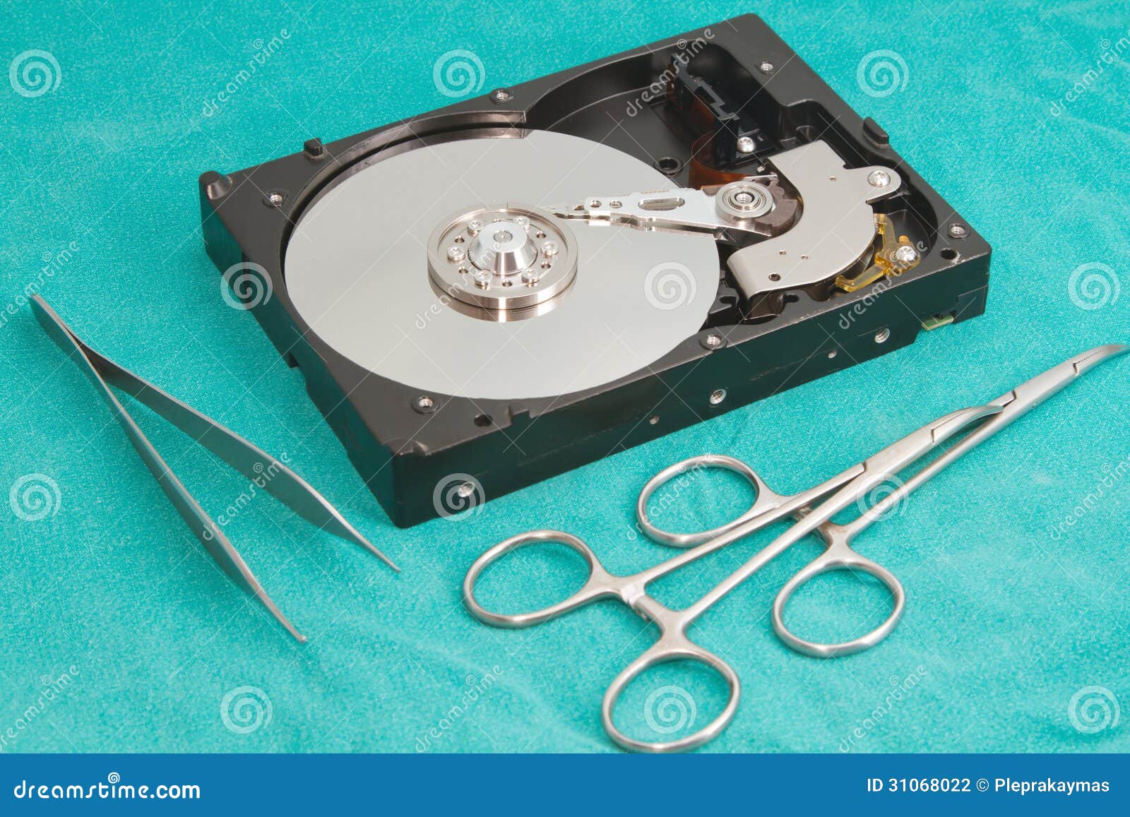 Hard Drive with Surgery Tool Stock Photo Image of tools, repairing