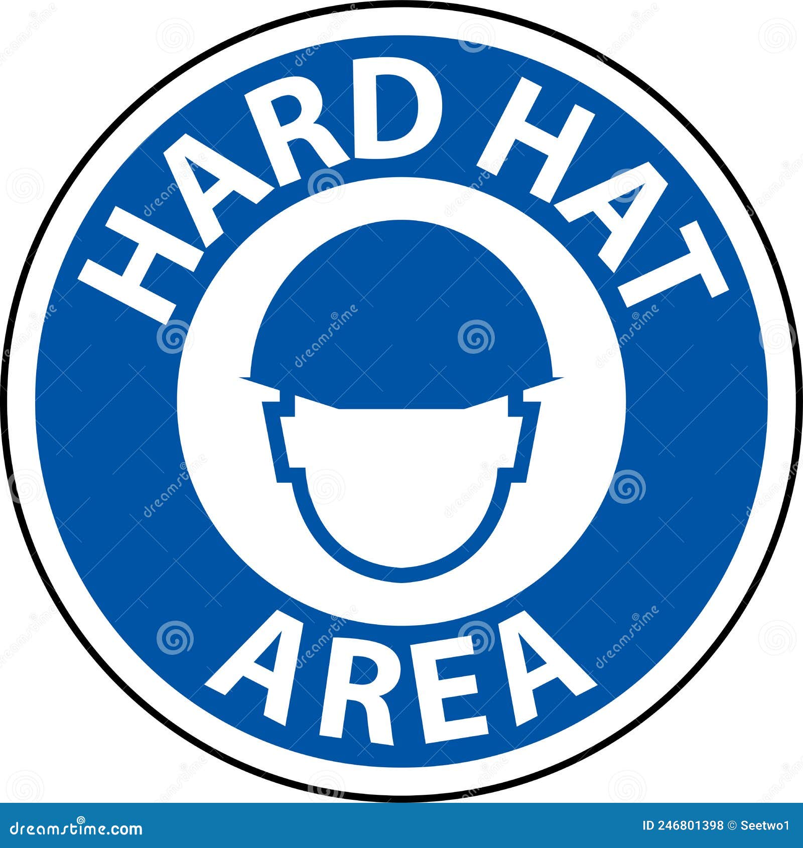 Hard Hat Area Floor Sign on White Background Stock Vector