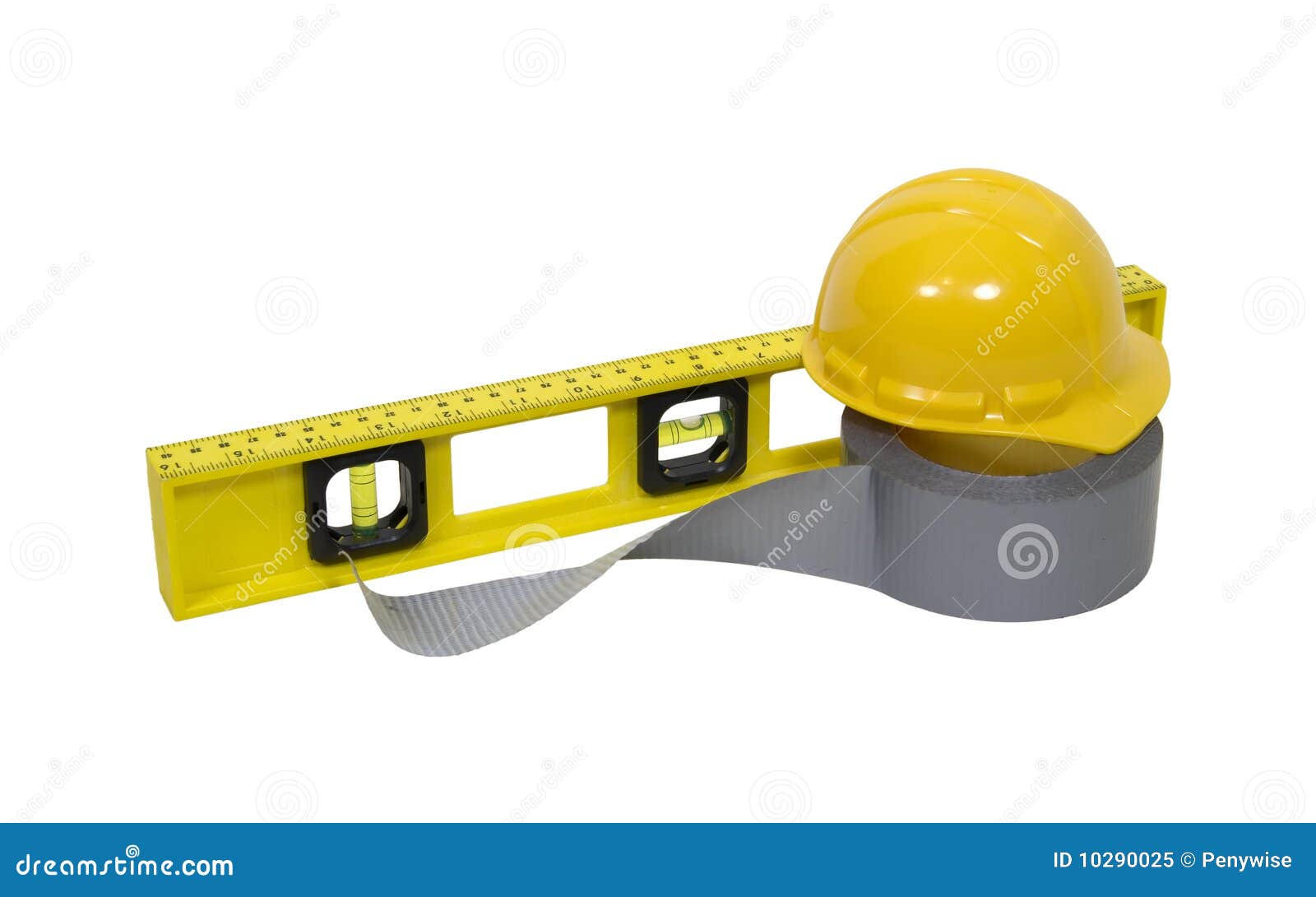 Hard Hat Duct Tape and Level Stock Image Image of silver, indicator