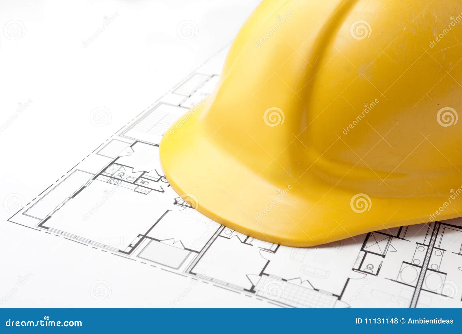 Hard Hat on Floor Plans stock photo. Image of prints 11131148