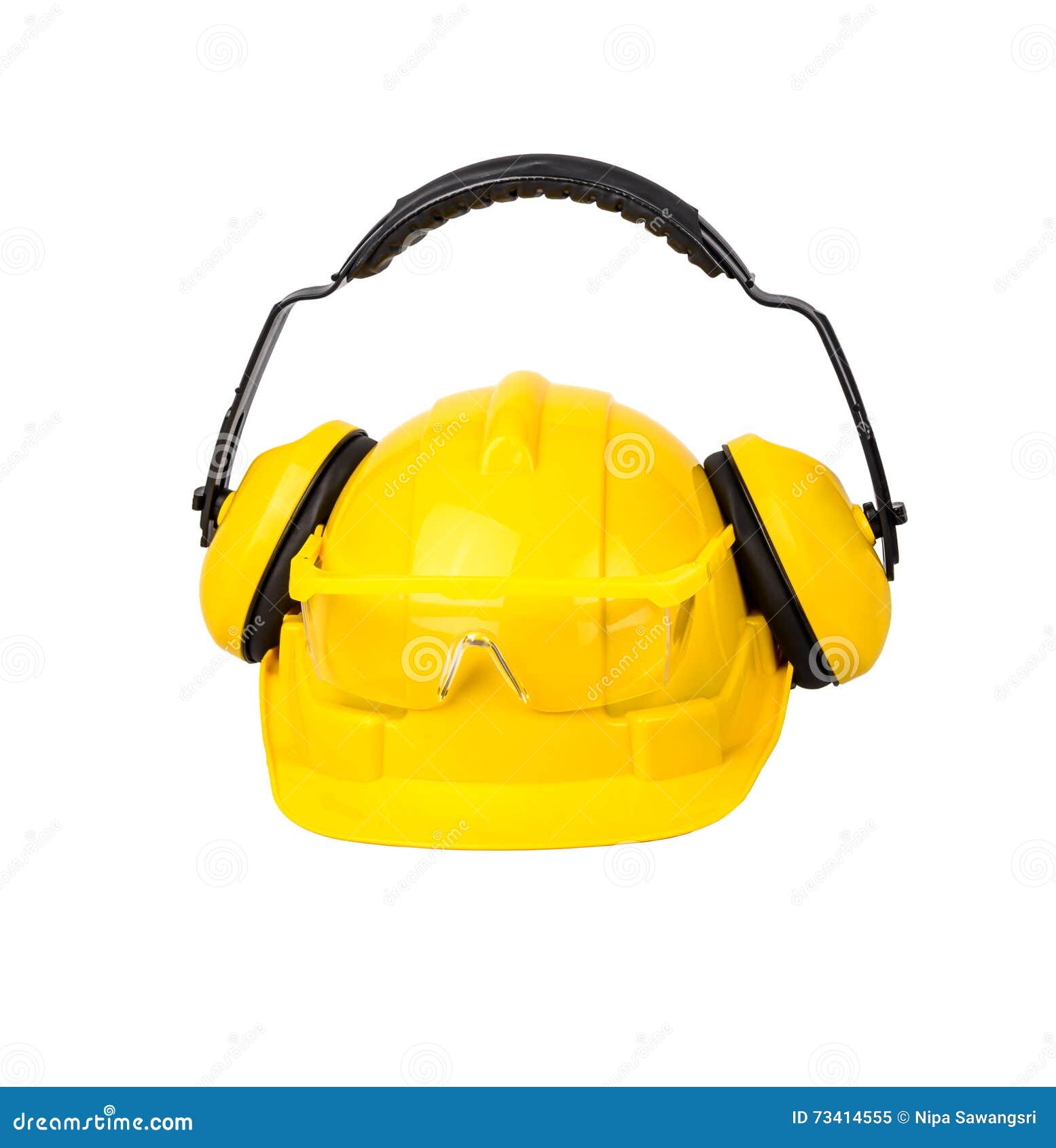 Hard Hat, Goggles and Ear Muffs Isolated Stock Image Image of