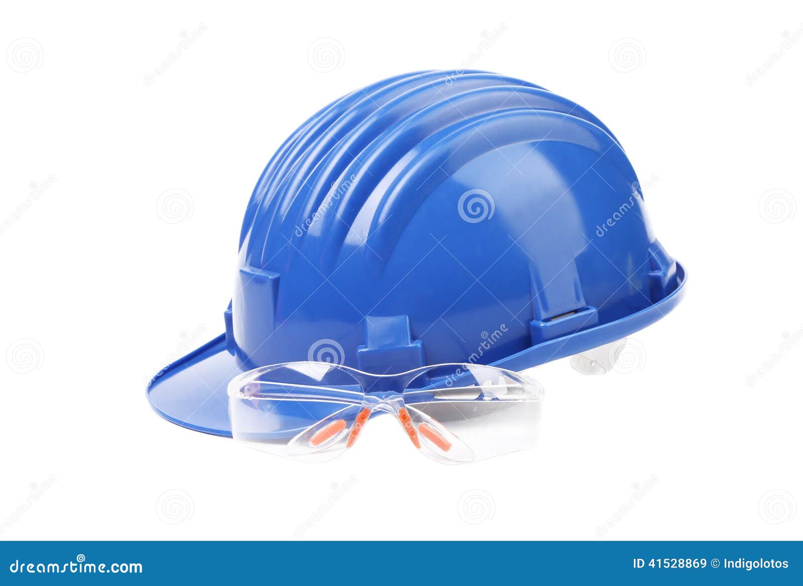 Hard Hat with a Pair of Safety Glasses. Stock Image Image of white