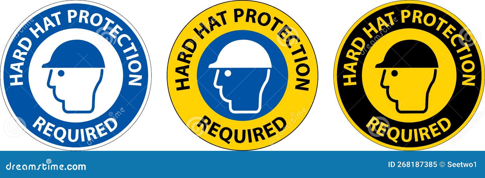 Hard Hat Protection Required Area Sign on White Background Stock Vector