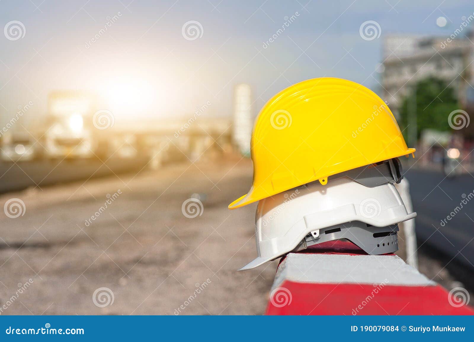 Hard Hat on Site Construction, Stock Photo Image of builder, helmetworkman 190079084