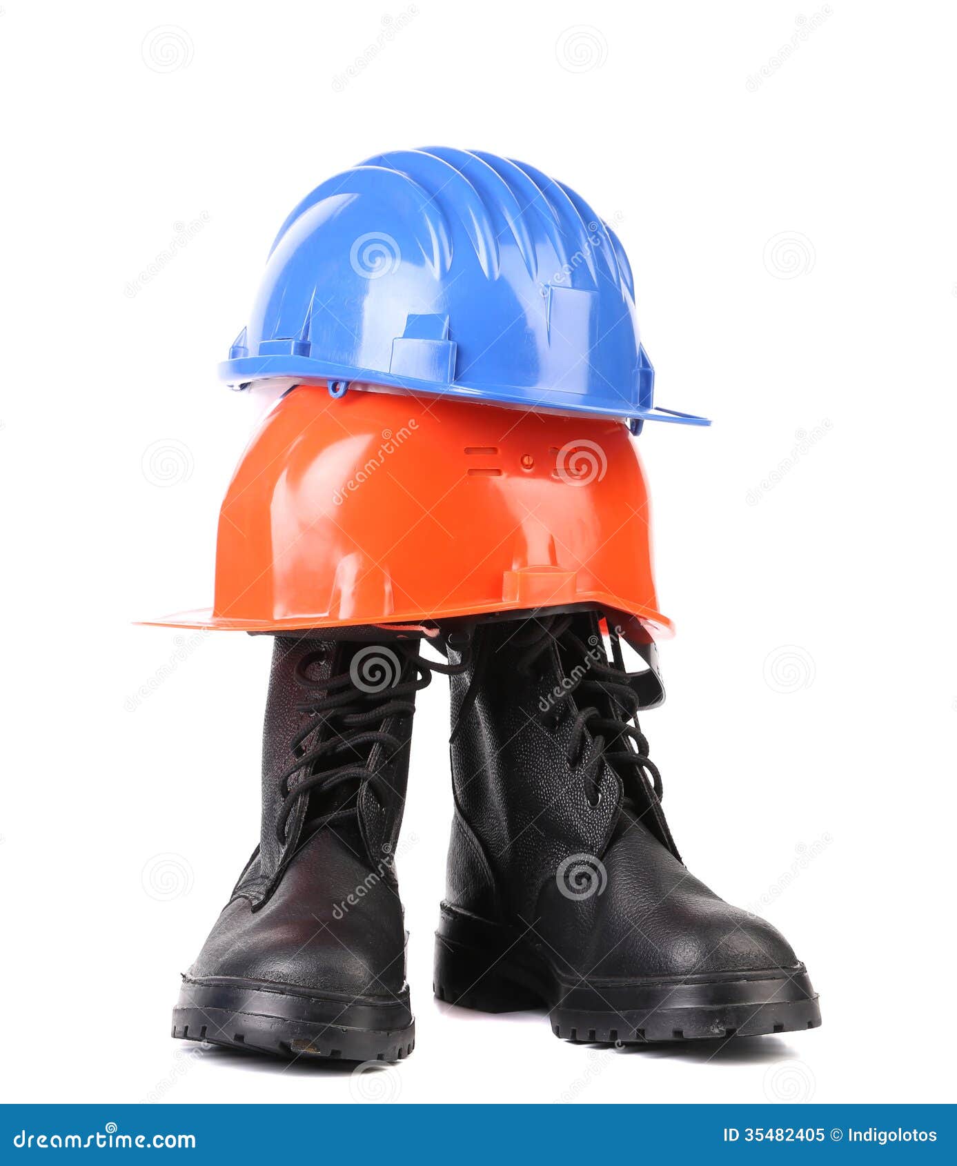 Hard Hat and Working Boots. Stock Image Image of pair, prevention