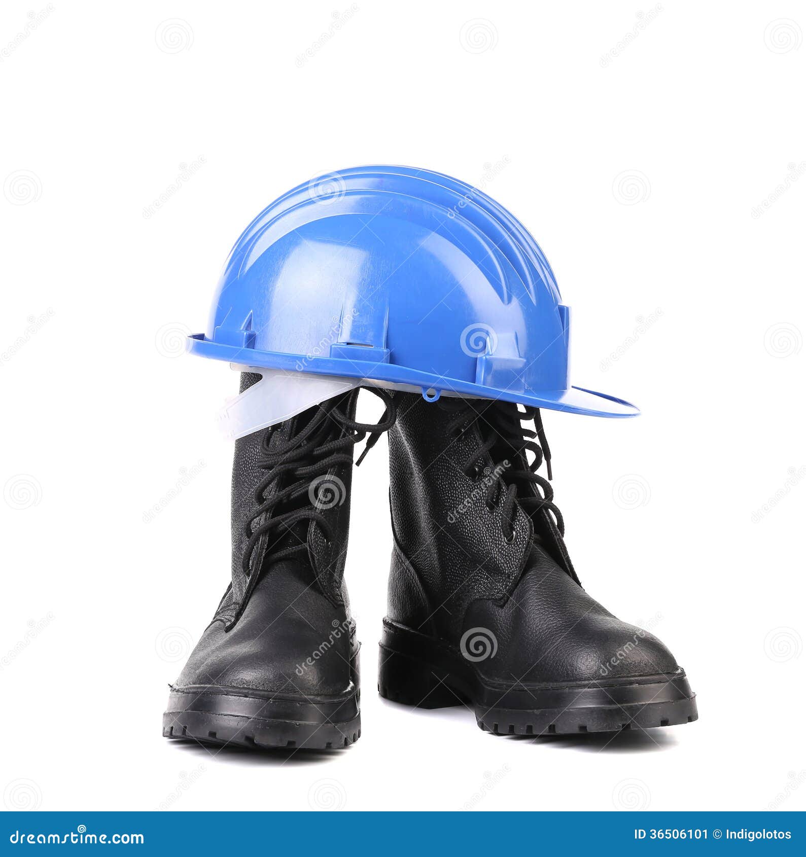 Hard Hat and Working Boots. Stock Image Image of plastic, industry