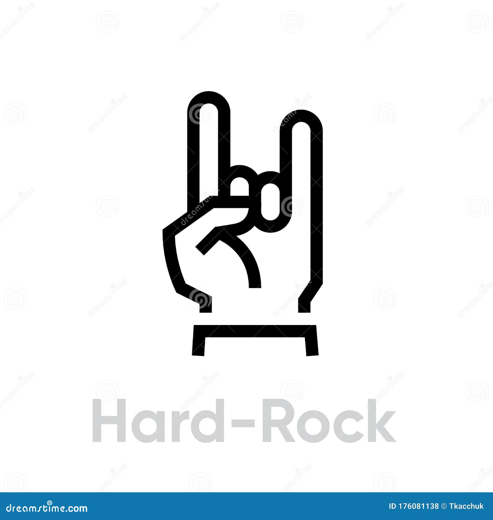  Hard  Rock  Hand Gesture Icon  Editable Line Vector Stock 