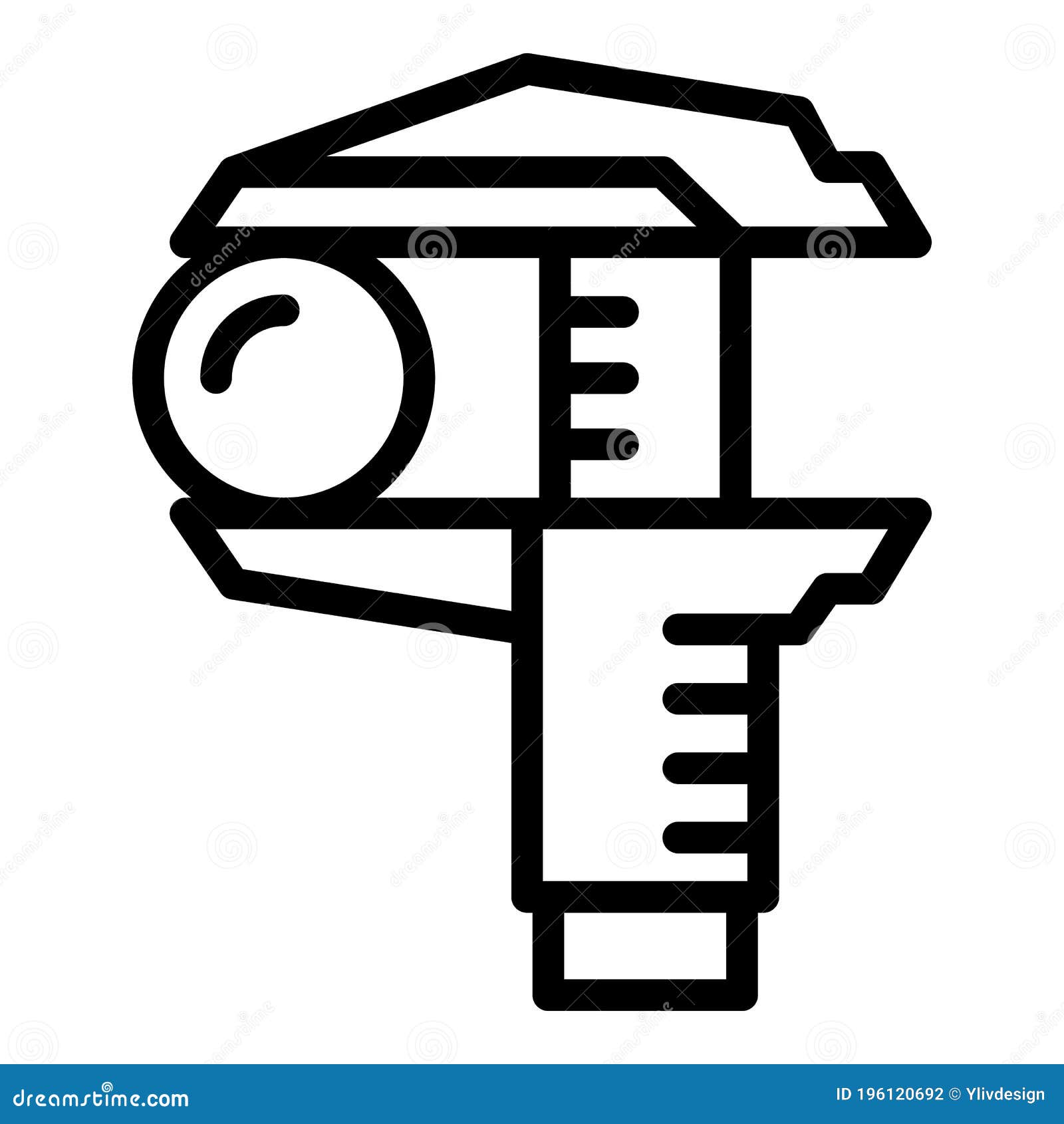 Caliper Outline Vector Icon. Thin Line Black Caliper Icon, Flat Vector