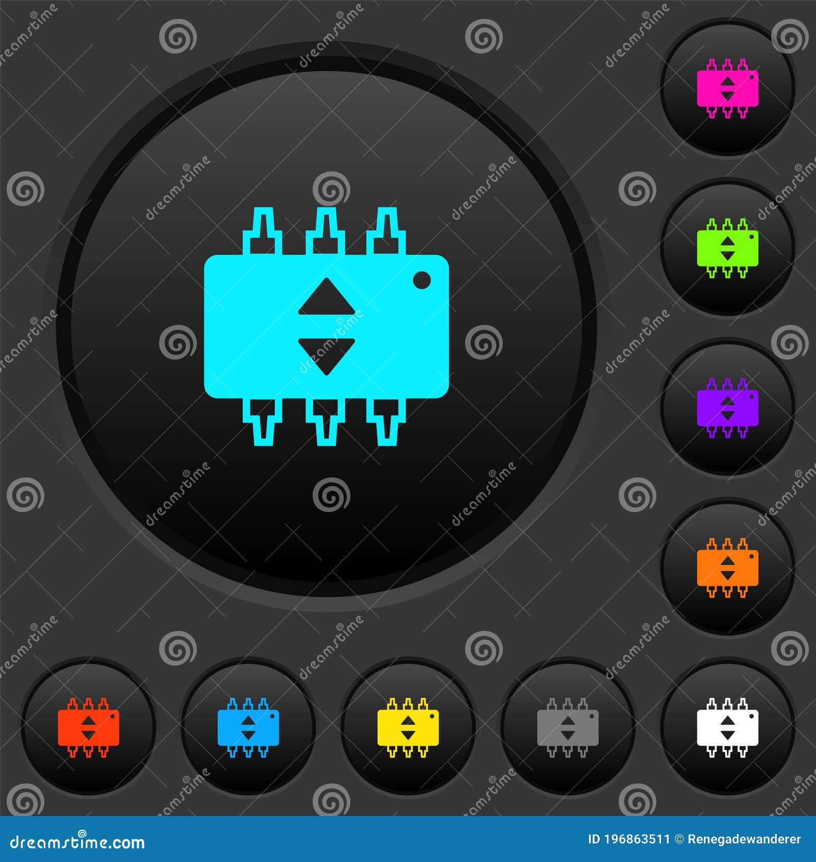 hardware fine tune dark push buttons with color icons