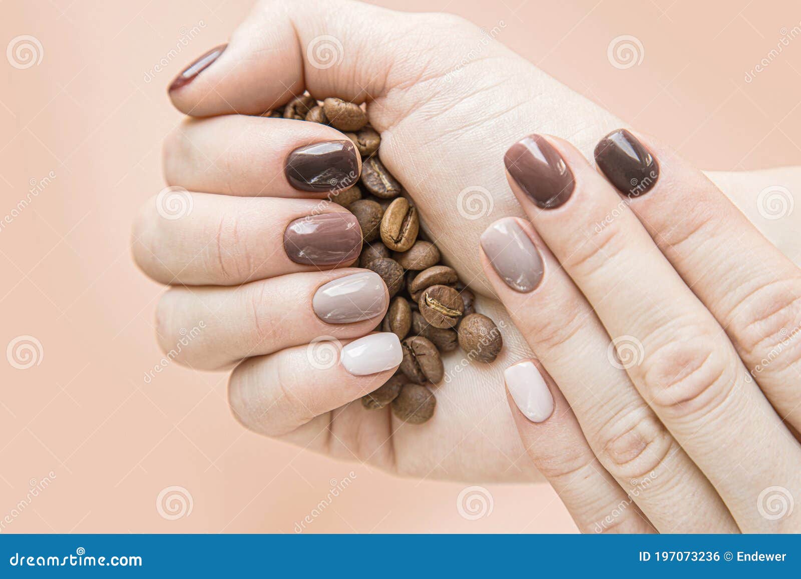 Hardware Manicure Done in a Beauty Salon. Brown Color Gradient on Nails  Stock Photo - Image of nail, fingernails: 197073236