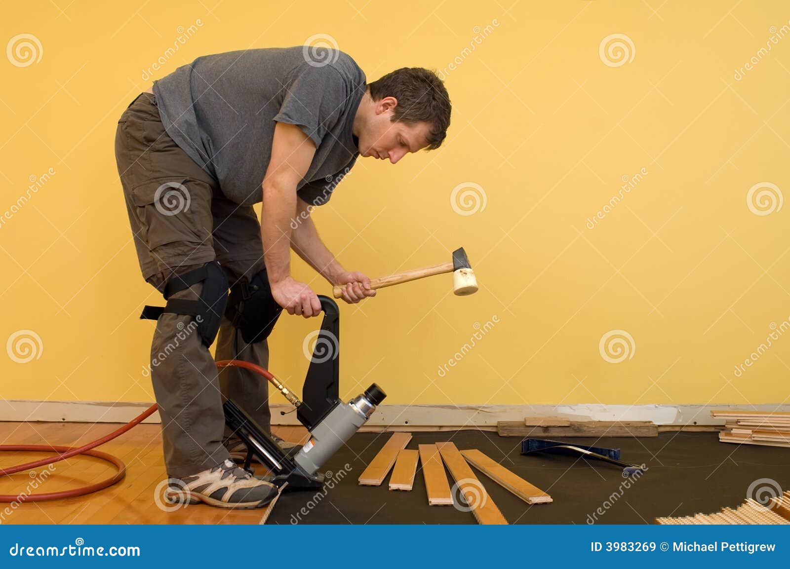 Hardwood Floor Installation Stock Image Image Of Back Groove