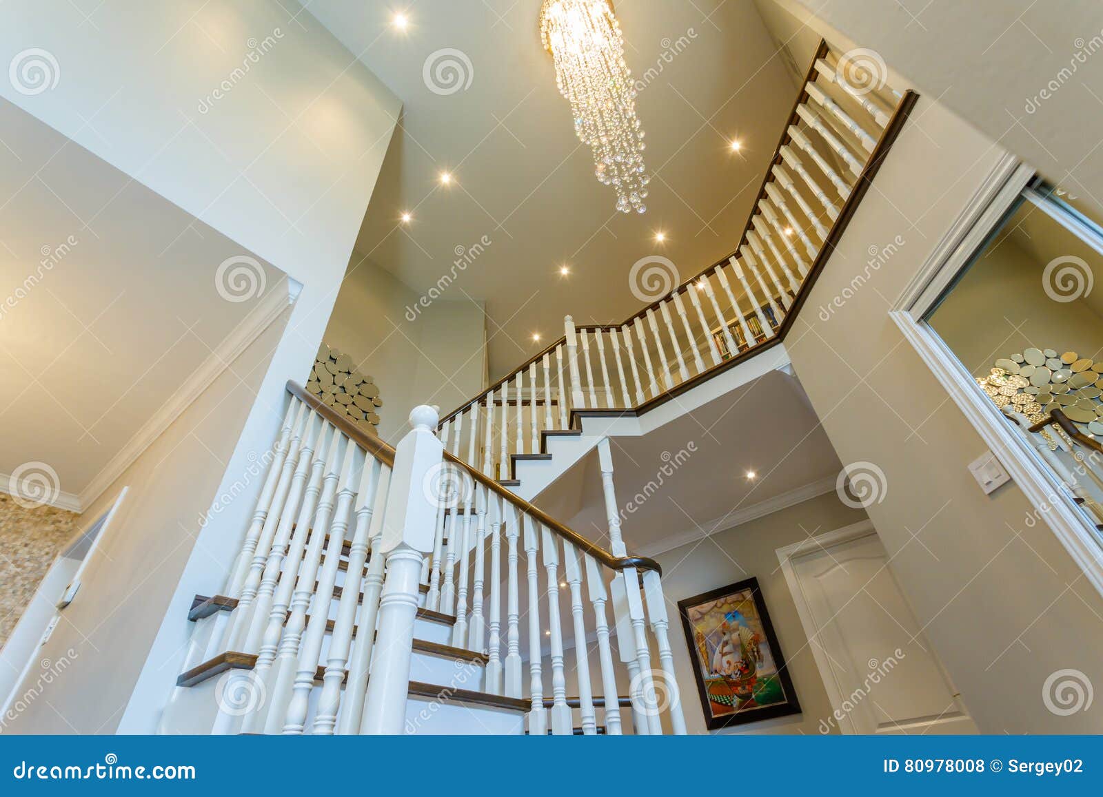 Hardwood Stairs Interior Design Stock Photo Image Of