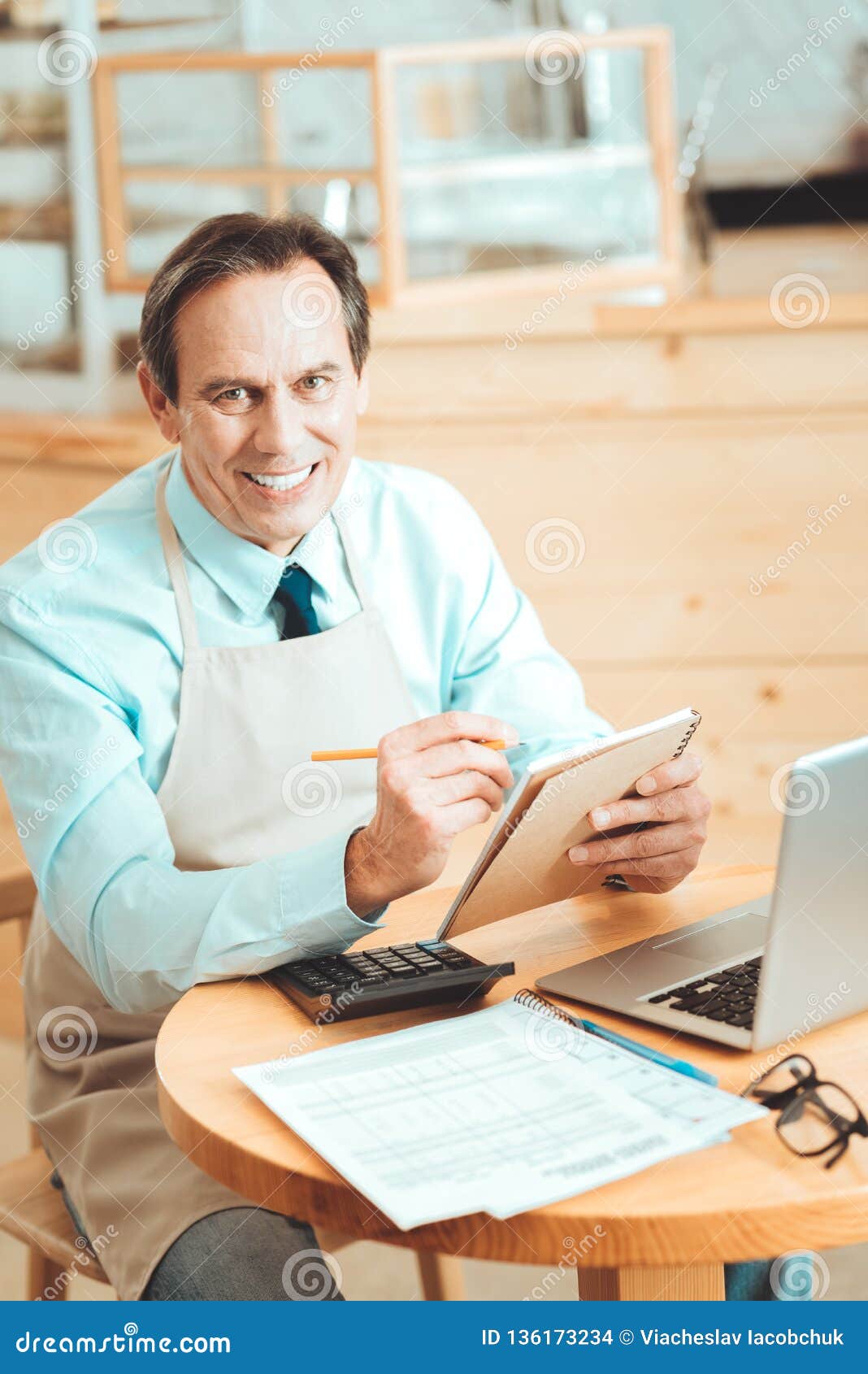 Hardworking Owner Creating New Marketing Strategy Stock ...