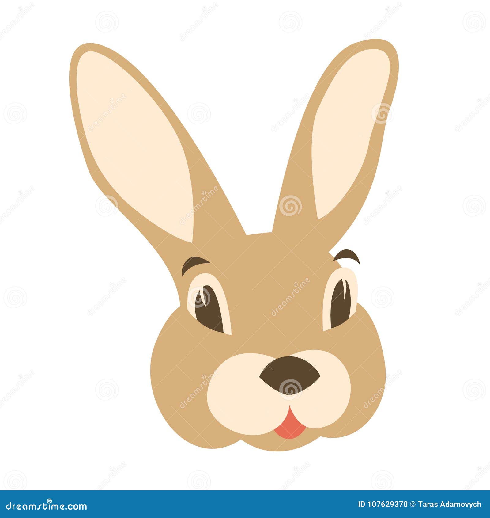 Download Hare Rabbit Face Vector Illustration Flat Style Front ...
