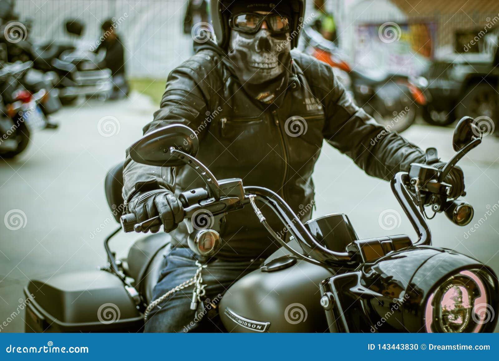 Harley Davidson Biker Rider With Skull Mask Editorial Image Image Of Helmet Mask 143443830