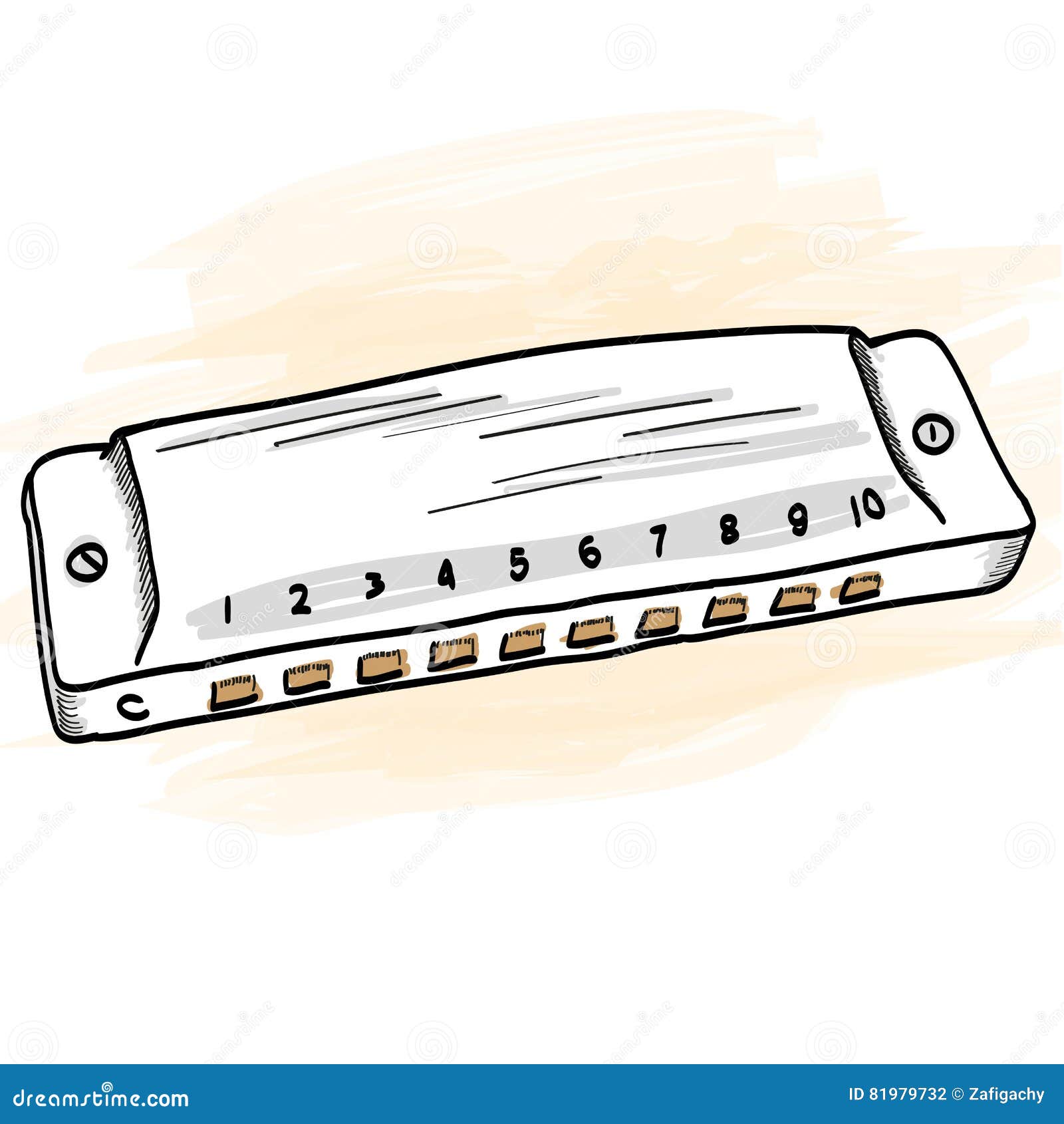 Harmonica Pattern on a White Background Hands Stock Illustration