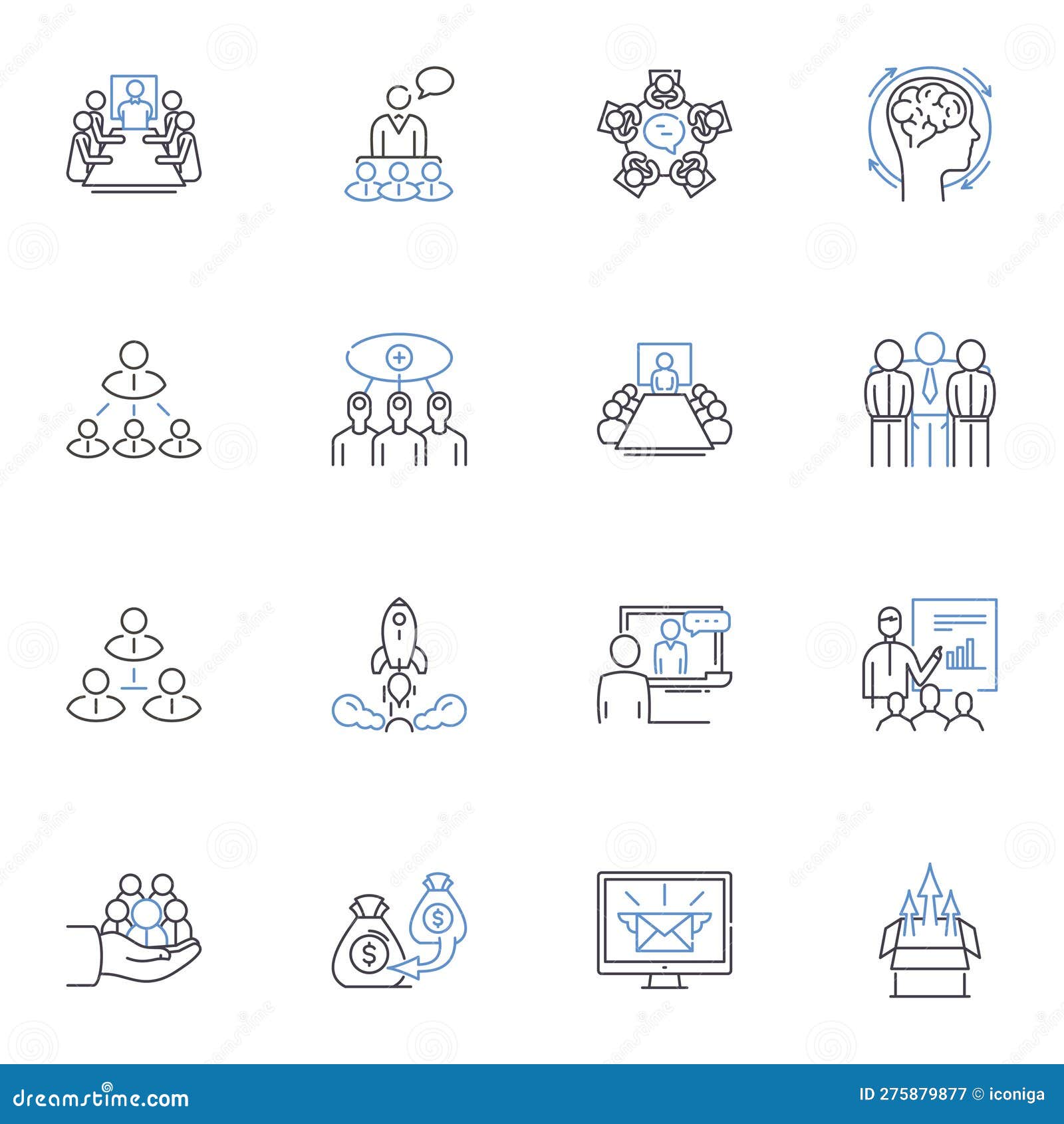 harmonious teamwork line icons collection. collaboration, synergy, cooperation, unity, synchronization, partnership