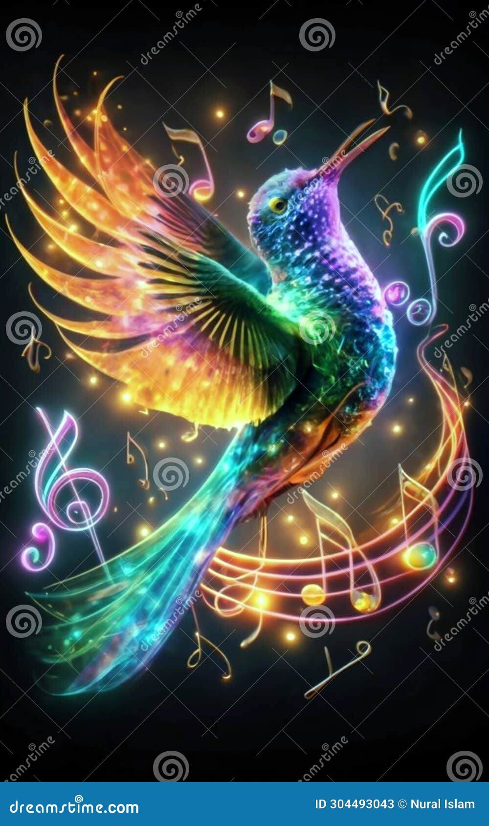 "Harmony in Holography the Enchanting Glow of a Singing LED Bird(04)