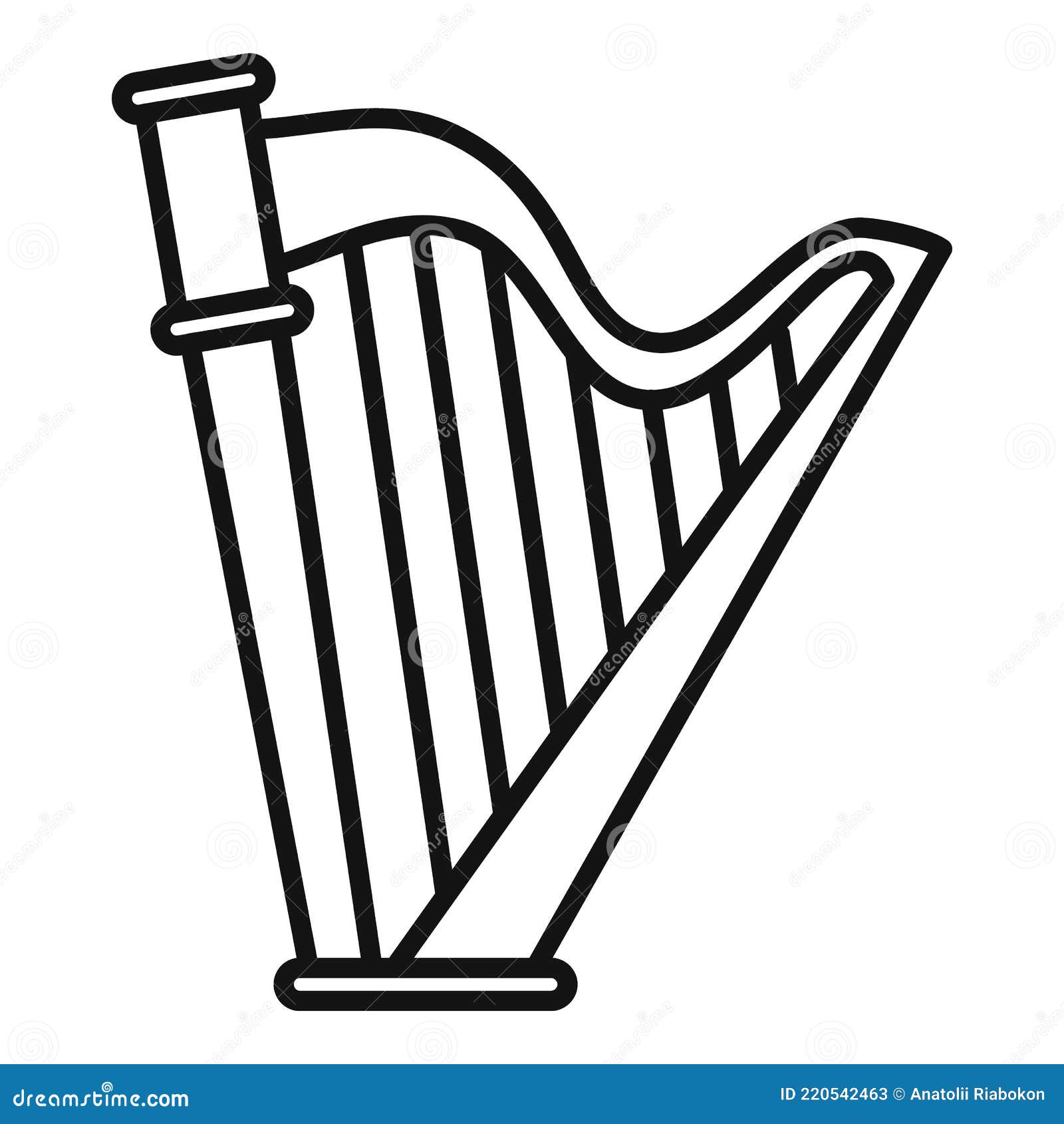 Harp Art Icon, Outline Style Stock Vector Illustration of isolated